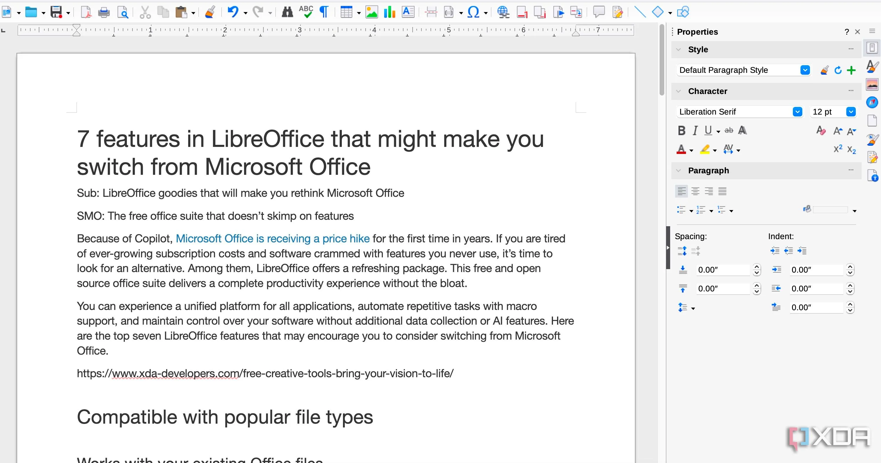 Giao diện LibreOffice với các biểu tượng chức năng tiêu chuẩn, minh họa tính năng đa dạng của phần mềm mã nguồn mở