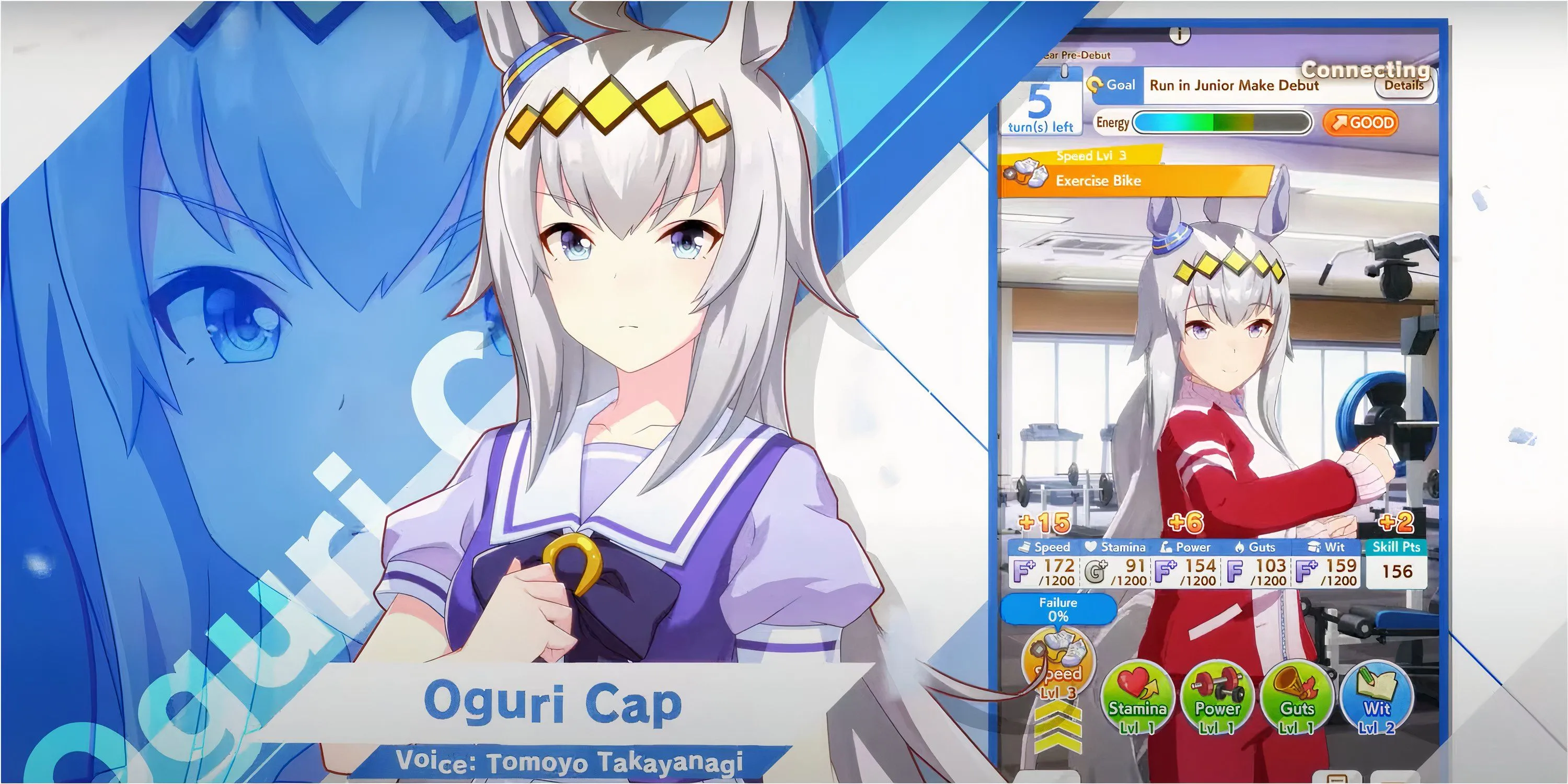 Giao diện lựa chọn các sự kiện và hoạt động huấn luyện nhân vật trong game Umamusume Pretty Derby