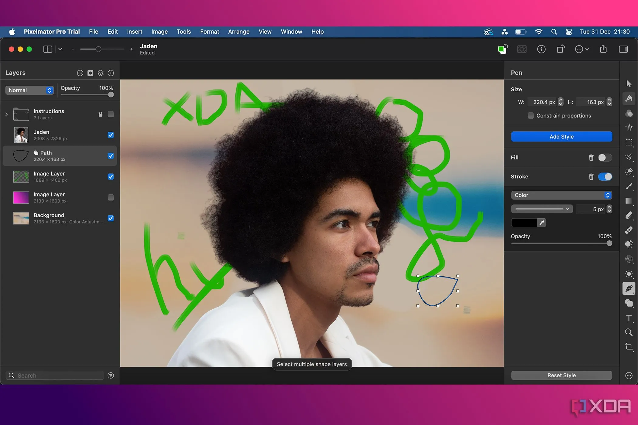 Giao diện người dùng của Pixelmator Pro trên macOS