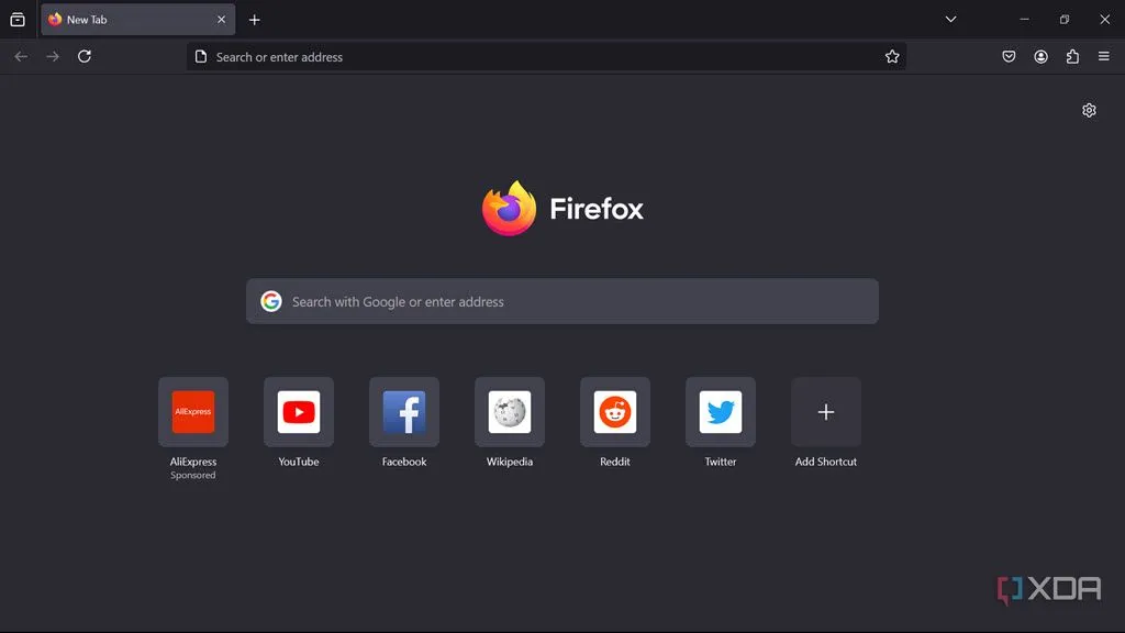 Giao diện người dùng của trình duyệt Firefox Portable trên Windows 11