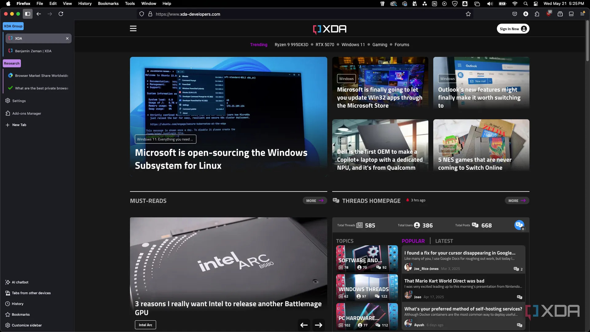 Giao diện nhóm tab (Tab Grouping) trong trình duyệt Firefox, cho thấy khả năng sắp xếp các thẻ.
