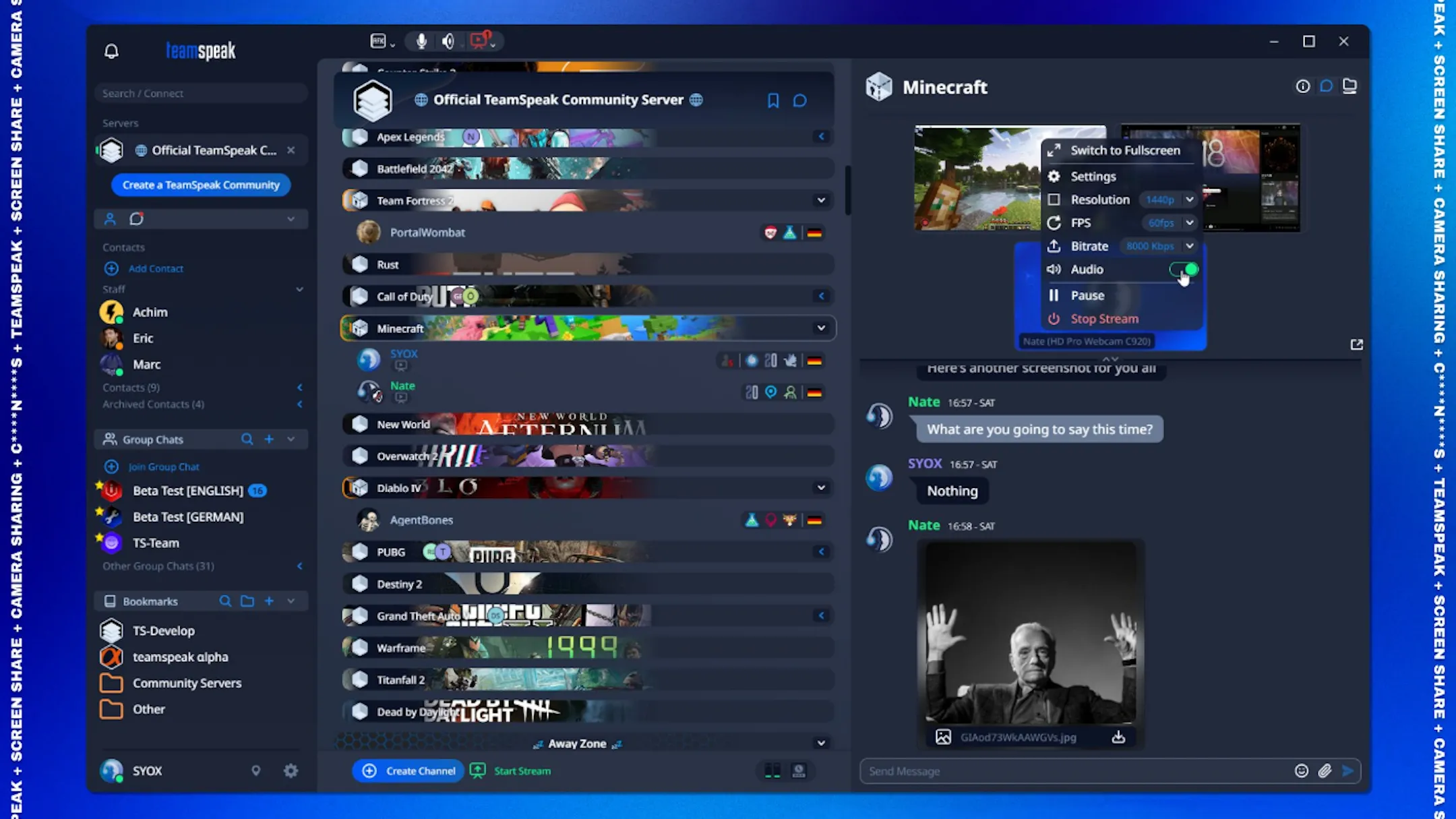 Giao diện nổi bật của TeamSpeak phiên bản 6