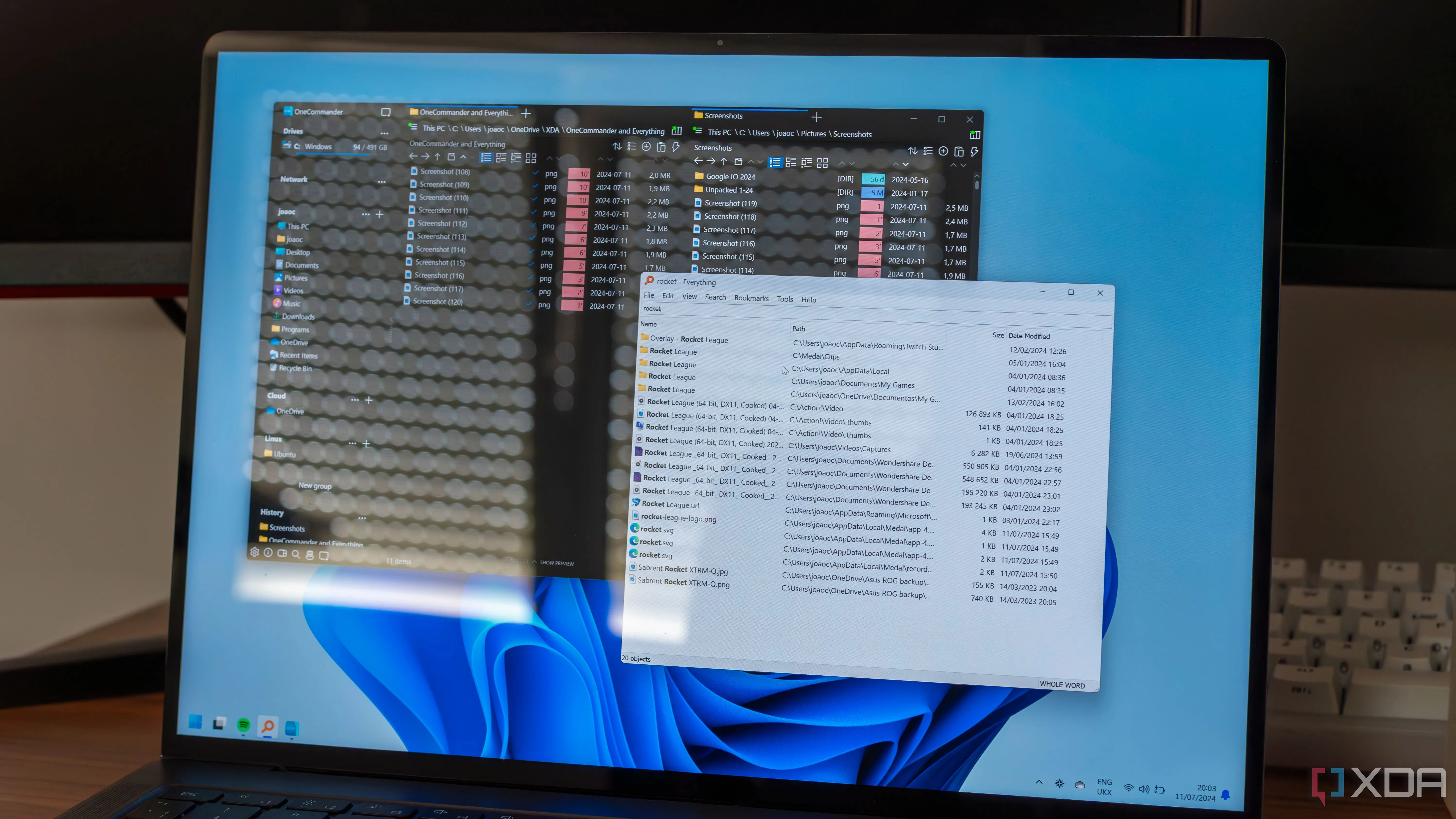Giao diện OneCommander và Everything trên Windows 11, các ứng dụng thay thế File Explorer