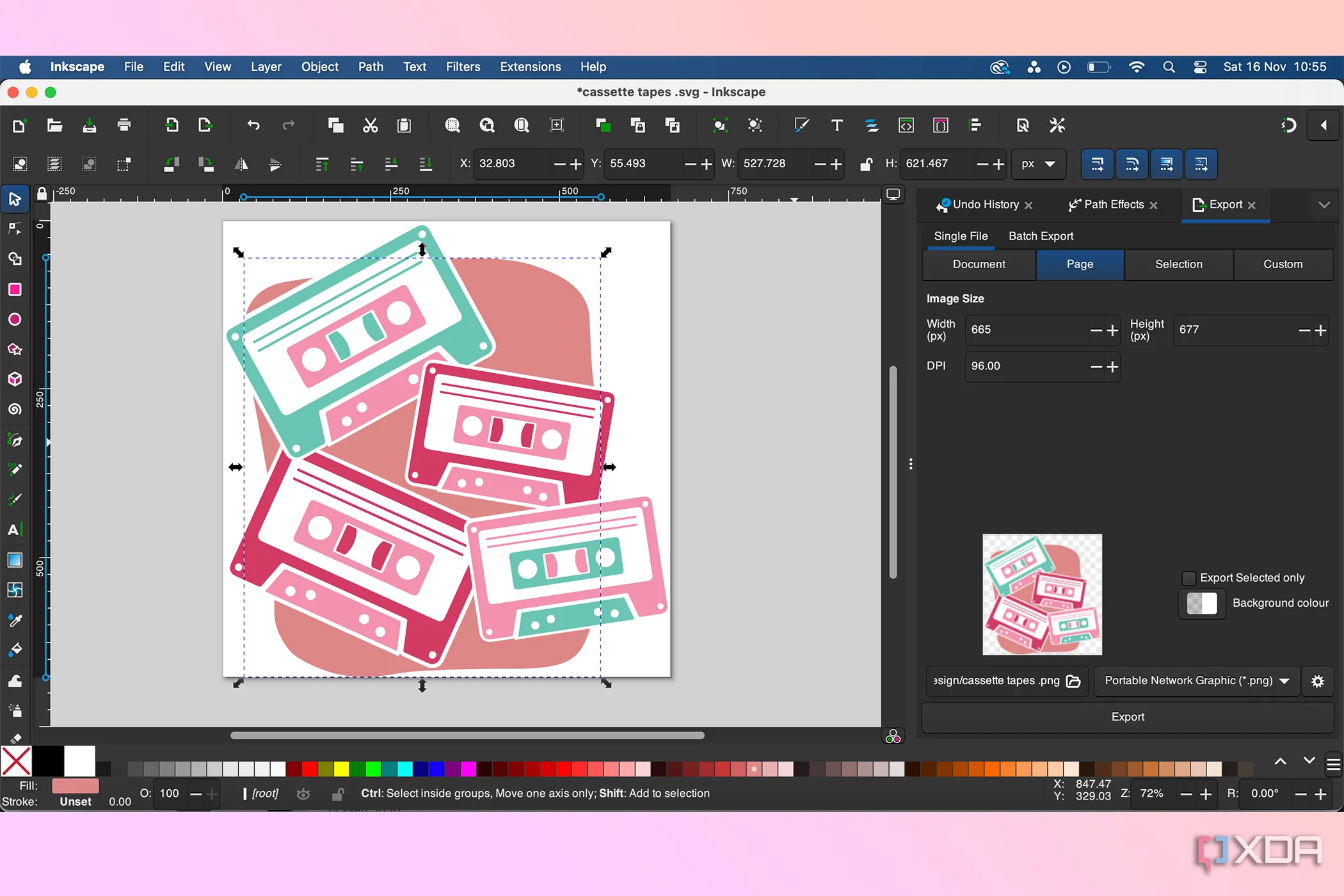 Giao diện phần mềm Inkscape hiển thị thiết kế vector định dạng SVG trên bảng vẽ