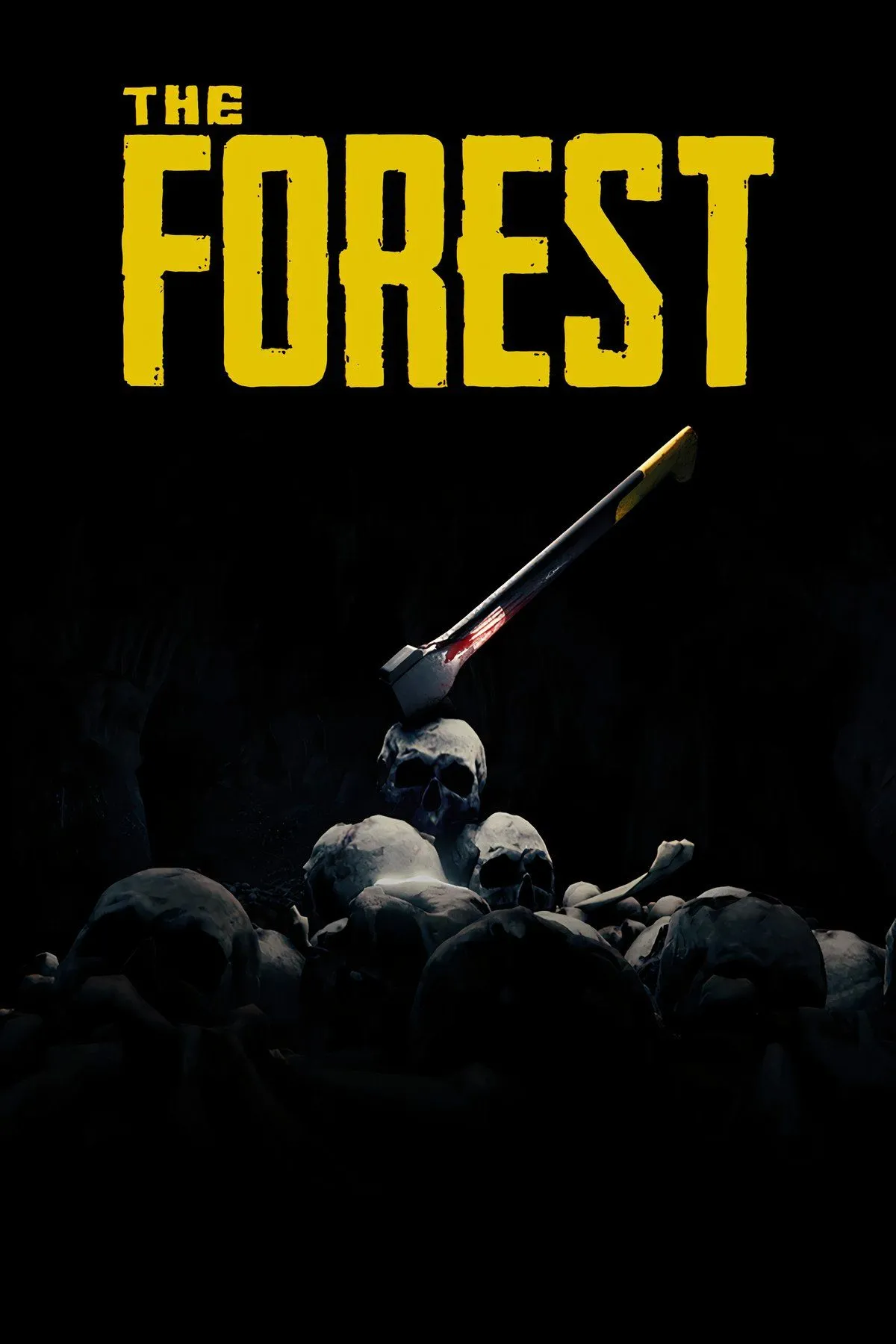 Giao diện sinh tồn trong The Forest, người chơi đang xây dựng nơi trú ẩn giữa rừng cây rậm rạp.