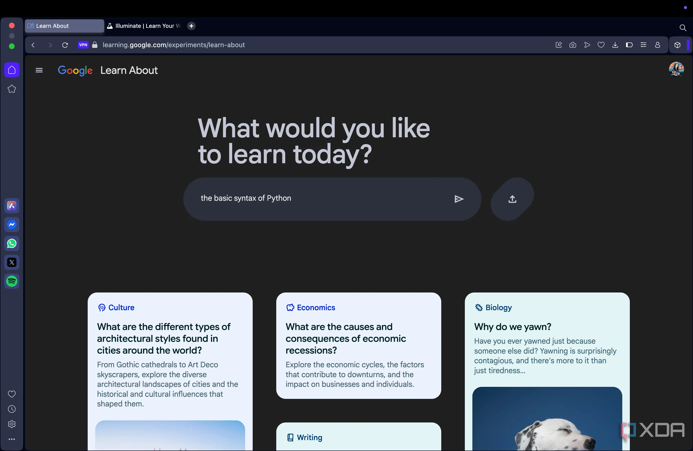 Giao diện tìm kiếm chủ đề trên Learn About của Google Labs