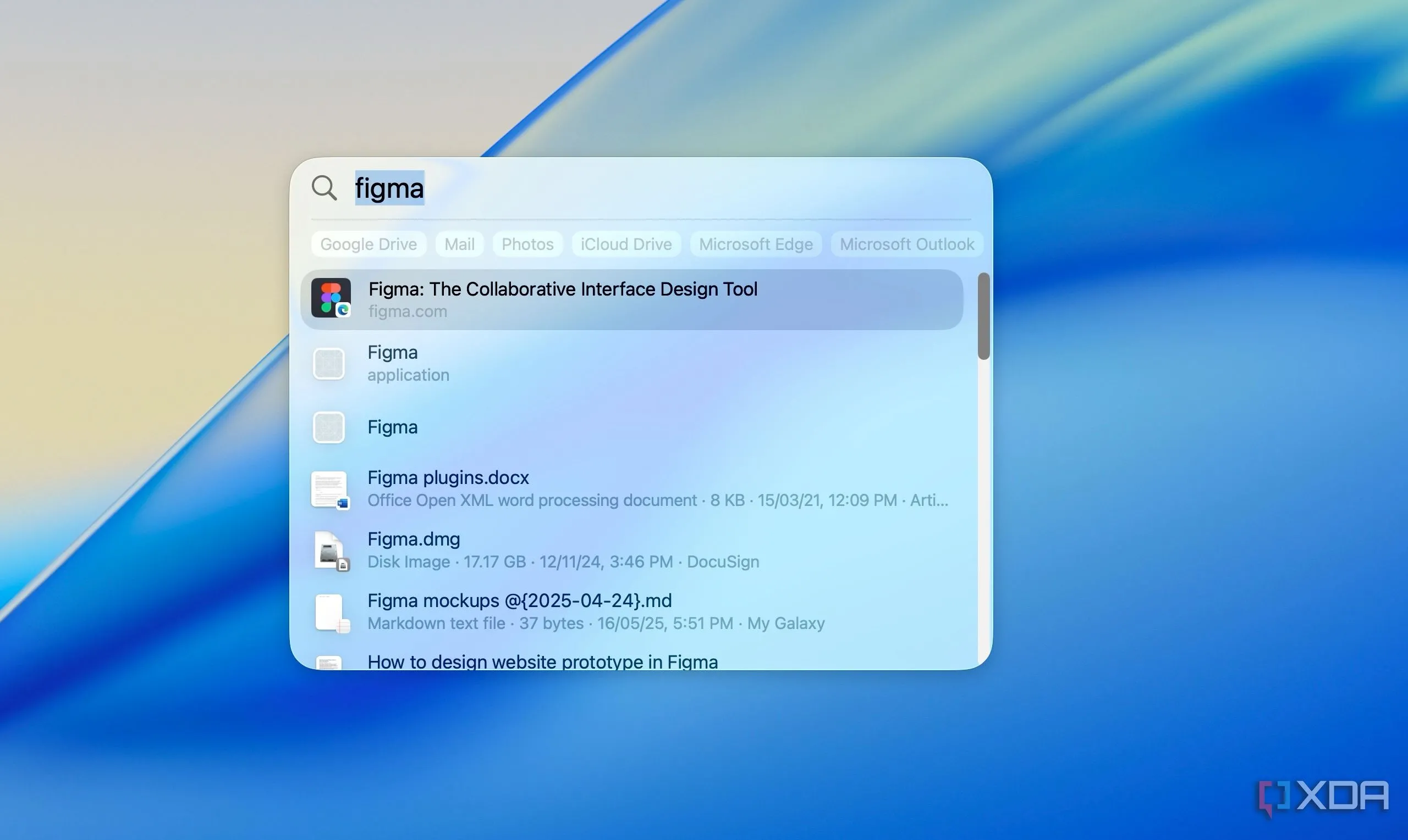 Giao diện tìm kiếm Spotlight trên macOS Tahoe