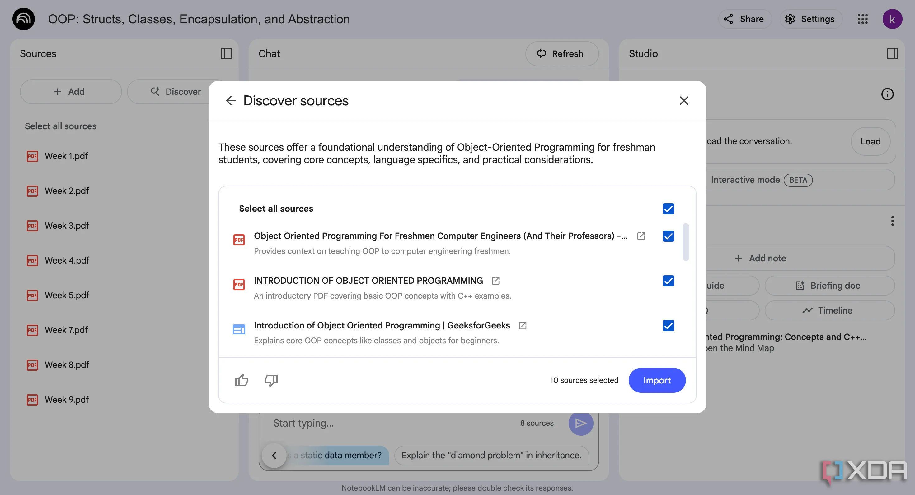 Giao diện tính năng Discover Sources trong NotebookLM