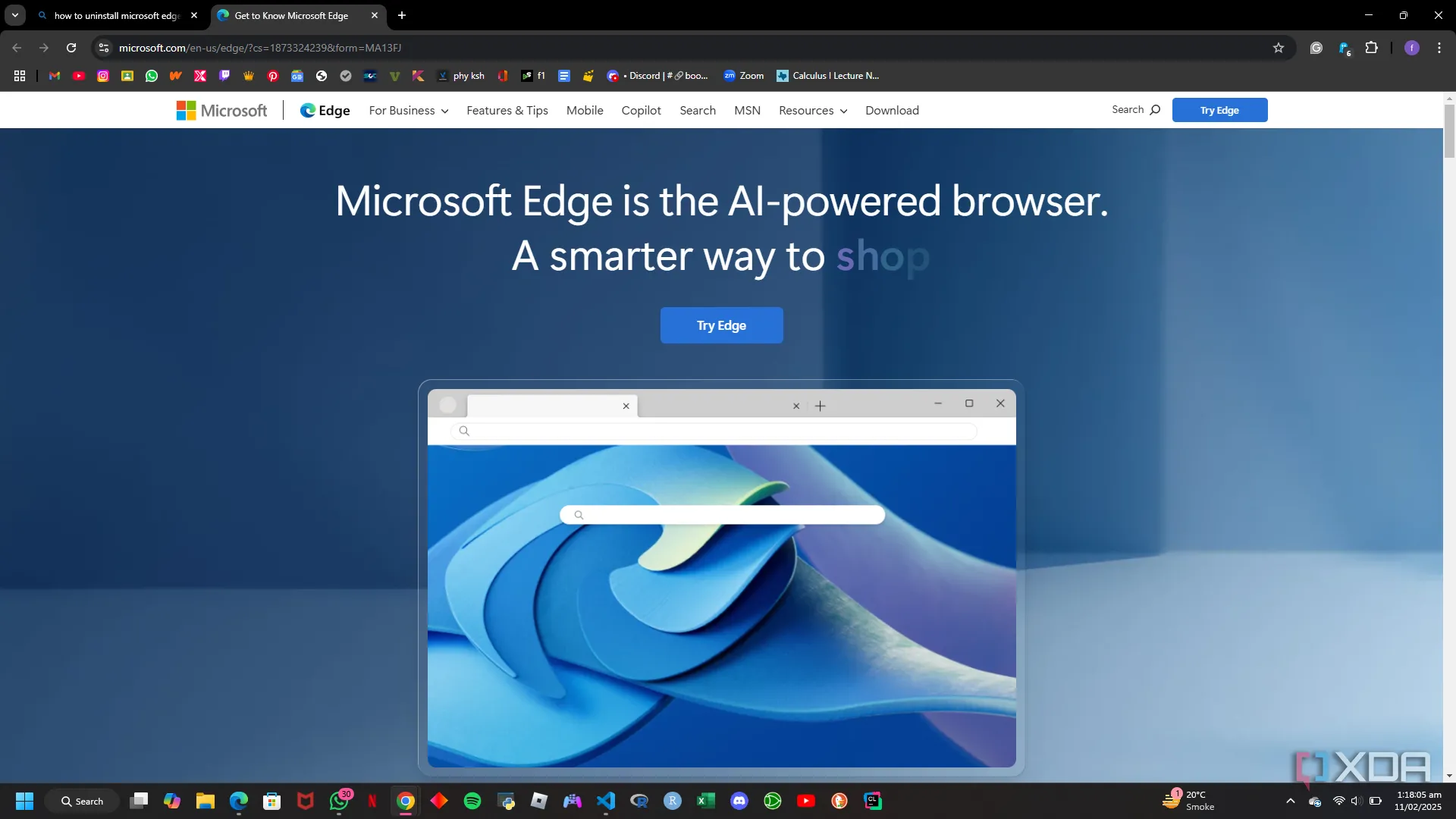 Giao diện trang 'Get to Know Microsoft Edge' mới của Microsoft, nơi ca ngợi các tính năng và AI