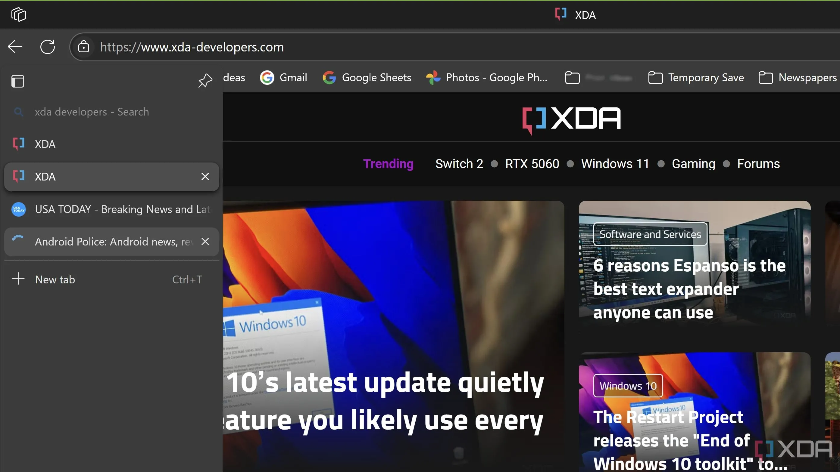 Giao diện Vertical Tabs (Tab dọc) của Microsoft Edge hiển thị các tab được sắp xếp gọn gàng ở cạnh bên, giúp quản lý nhiều trang web dễ dàng hơn