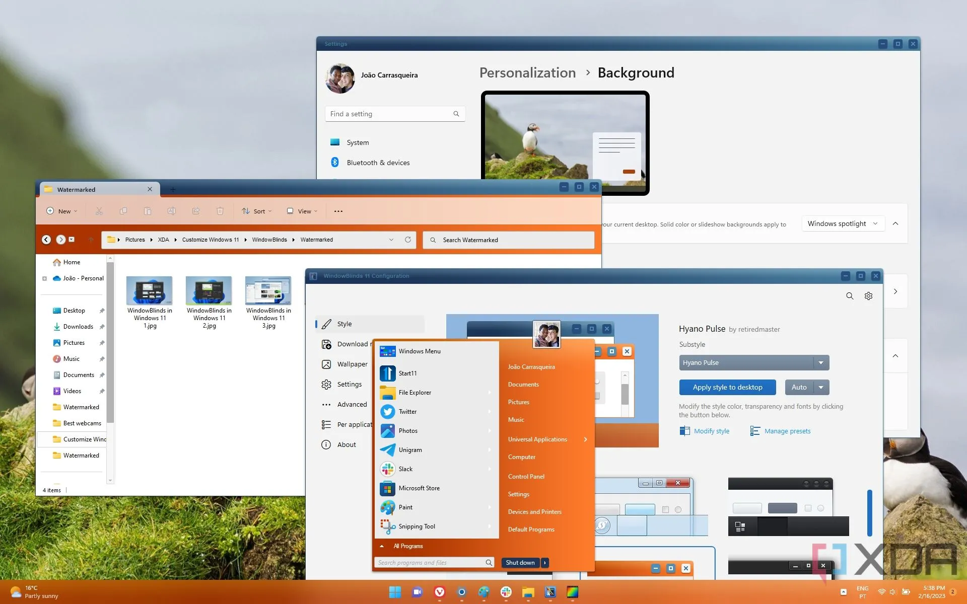 Giao diện Windows 11 được cá nhân hóa với các ứng dụng và chủ đề tùy chỉnh