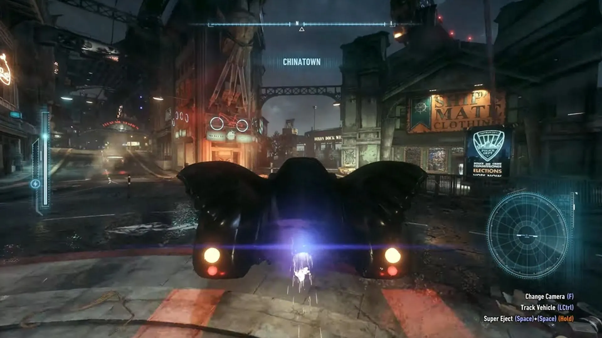 Góc nhìn từ trên cao xuống Gotham City trong Batman Arkham Knight