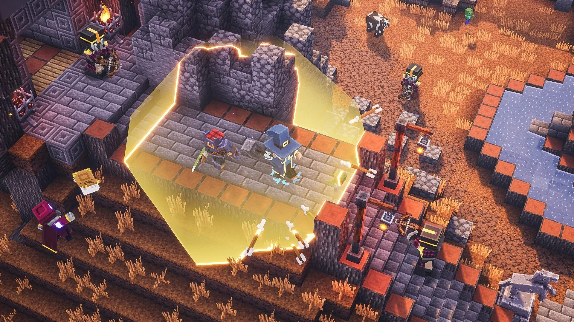 Hai người chơi thám hiểm hầm ngục trong game Minecraft Dungeons, gợi ý về Minecraft Dungeons 2