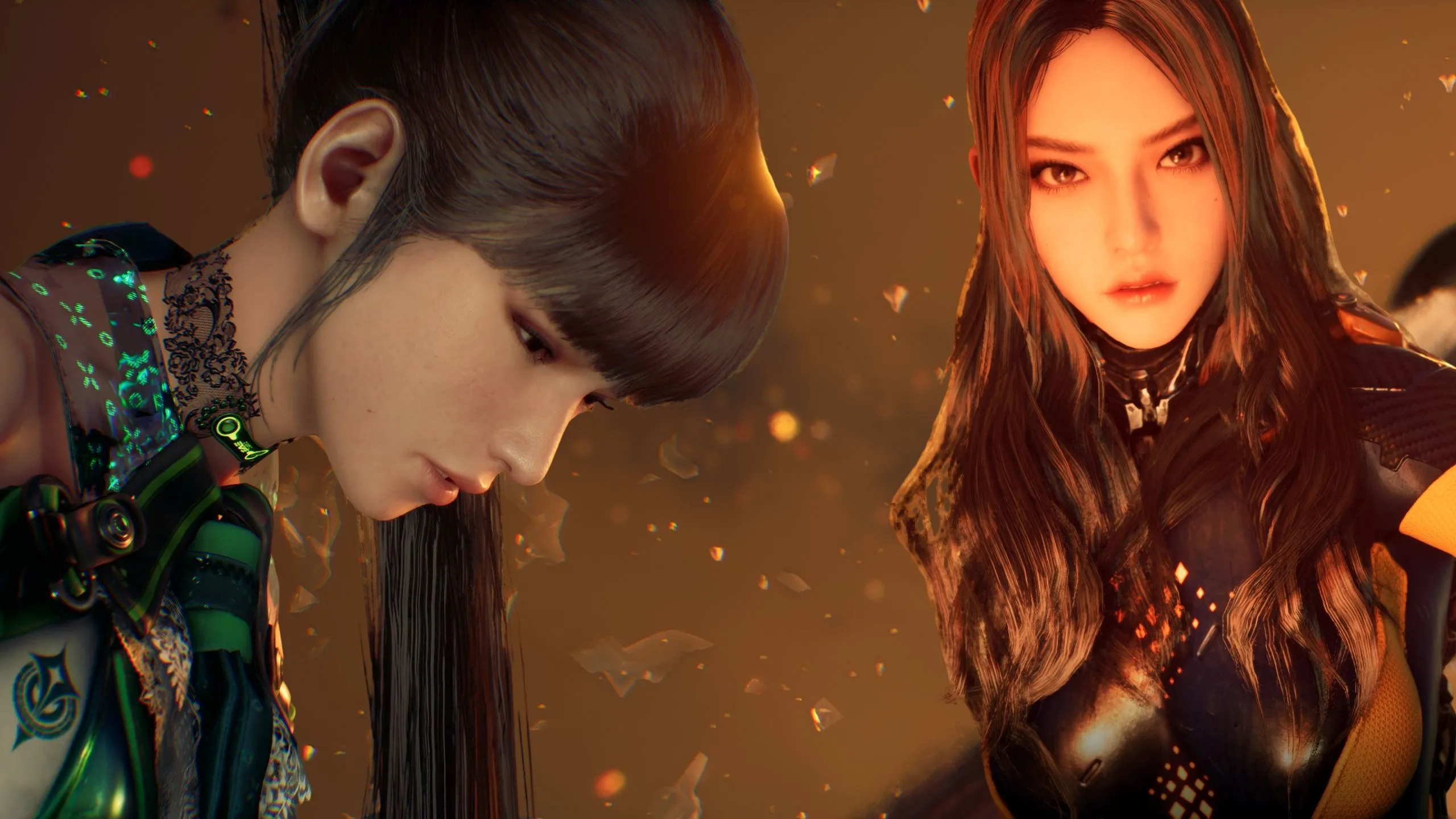 Hai nhân vật chính Eve và Tachy trong game Stellar Blade đang chiến đấu