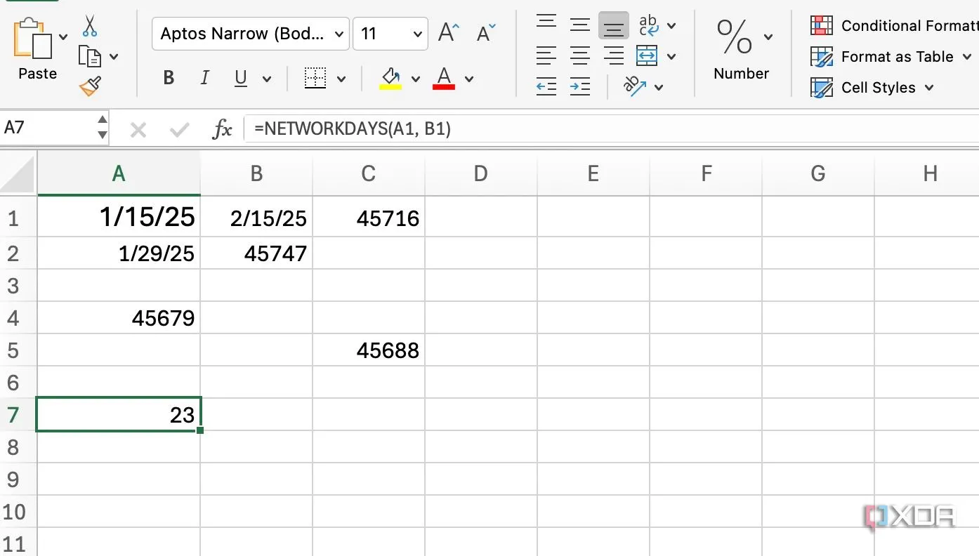 Hàm NETWORKDAYS trong Excel để đếm số ngày làm việc giữa hai mốc thời gian