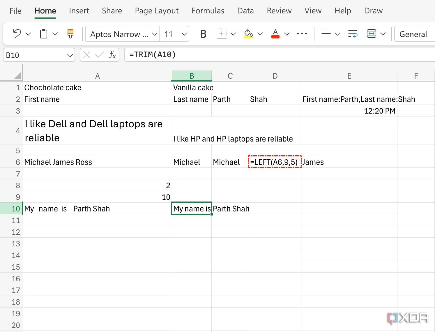 Hàm TRIM giúp loại bỏ khoảng trắng thừa trong Excel