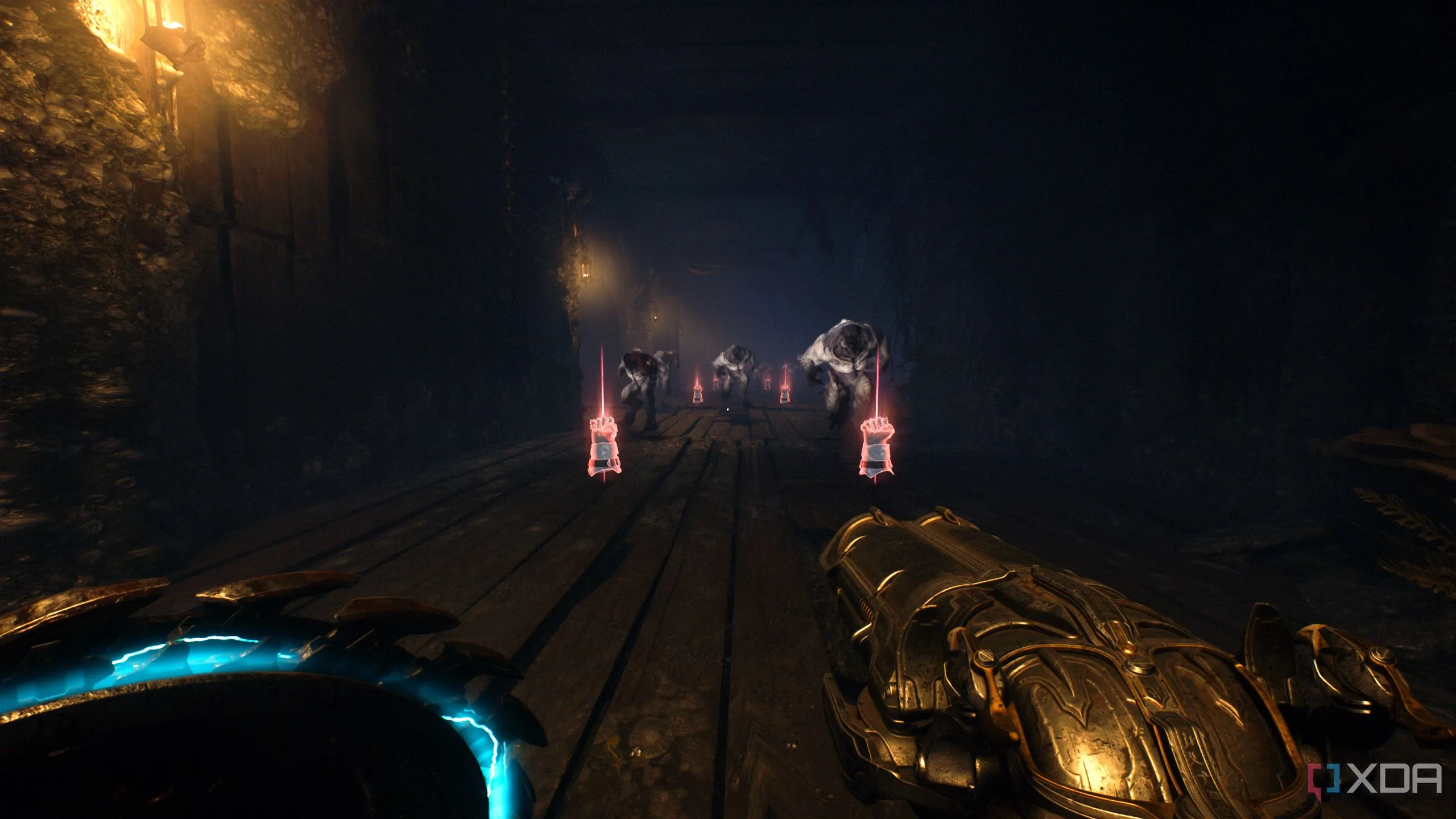 Hành lang đầy Hellknight và vật phẩm Melee Charge trong Chapter 17 của Doom The Dark Ages