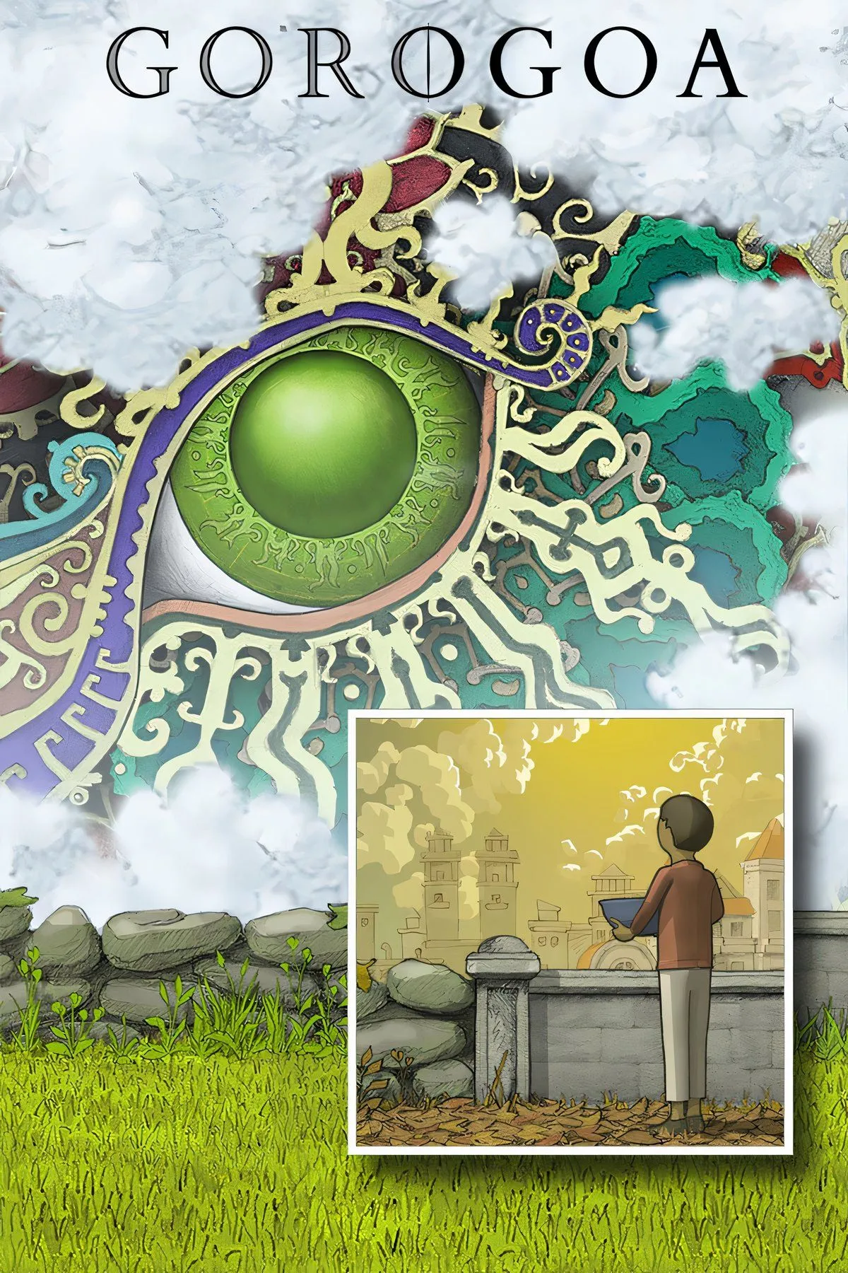 Hình ảnh bìa game Gorogoa với phong cách vẽ tay tinh xảo, thể hiện các ô tranh lồng ghép nhau một cách siêu thực và phức tạp