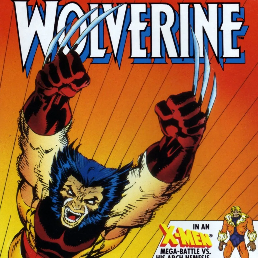 Hình ảnh bìa game Wolverine (1991) trên NES với nhân vật chính mang móng vuốt Adamantium