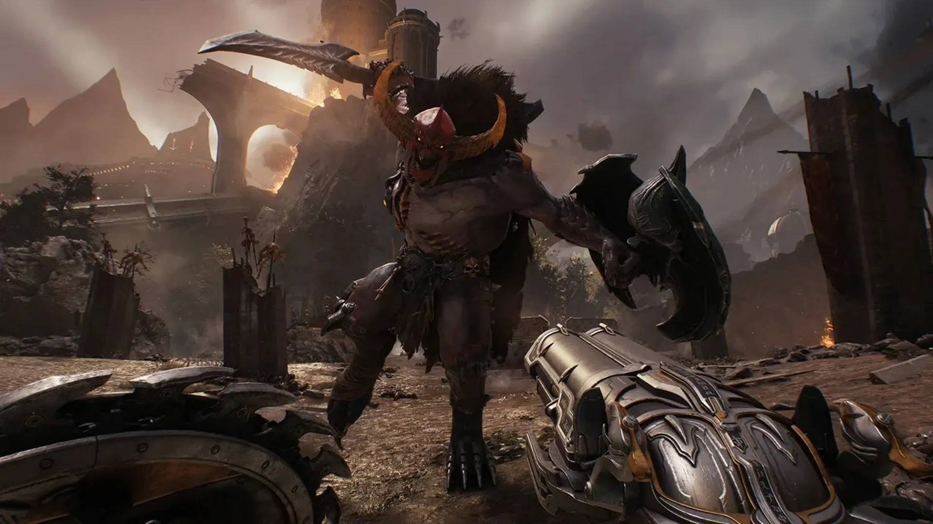 Hình ảnh cận cảnh trận chiến trong game Doom: The Dark Ages