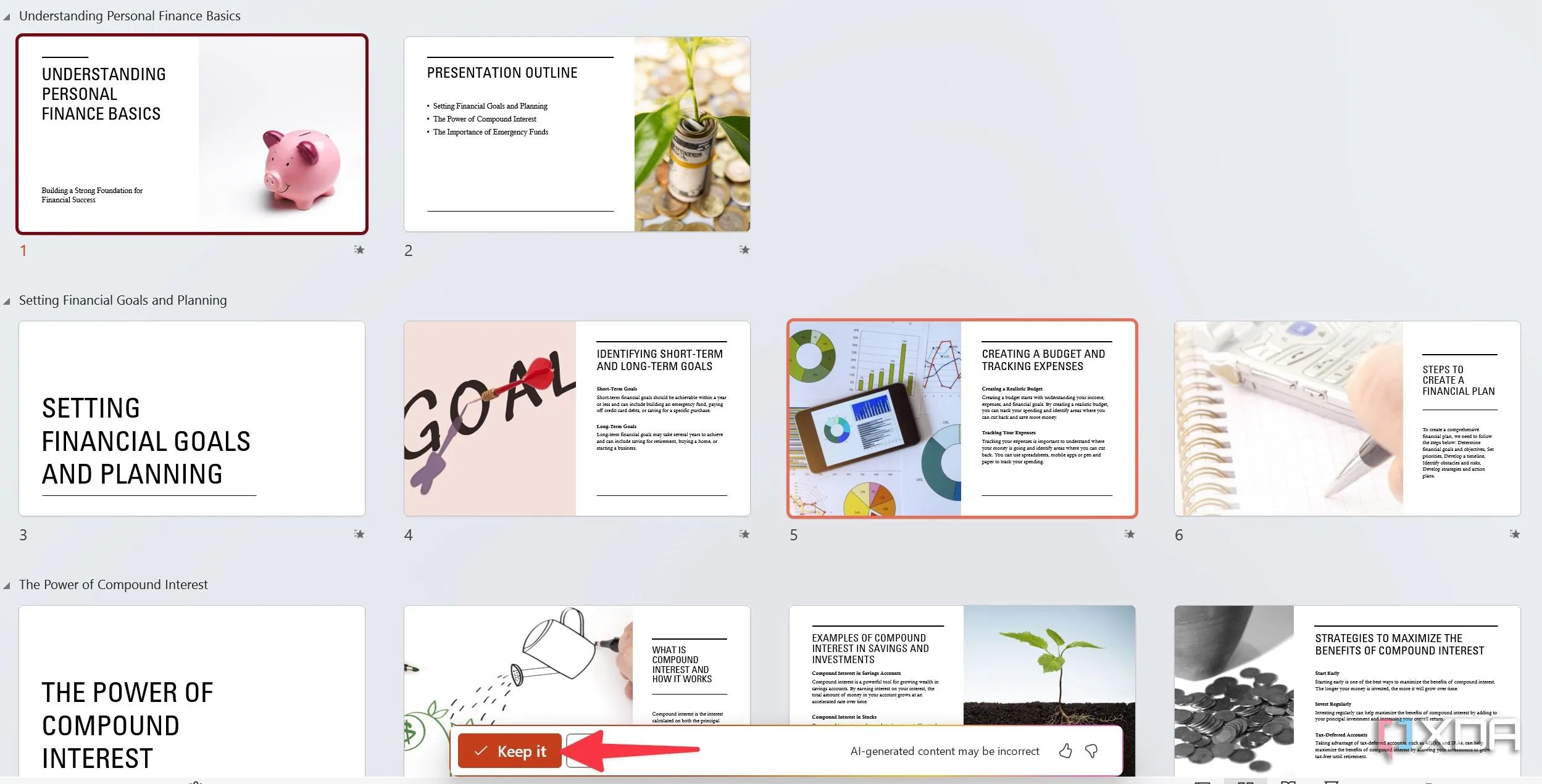 Hình ảnh Copilot tạo slide trình bày trong PowerPoint, minh họa các tính năng AI mà phần mềm mã nguồn mở còn thiếu
