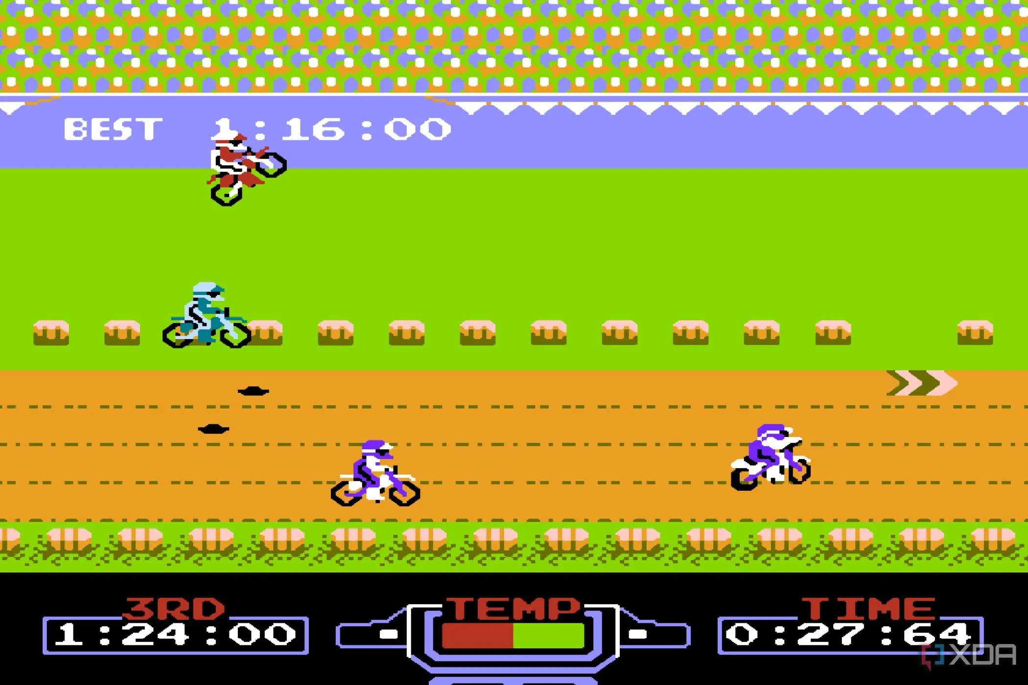 Hình ảnh gameplay của Excitebike trên hệ máy NES