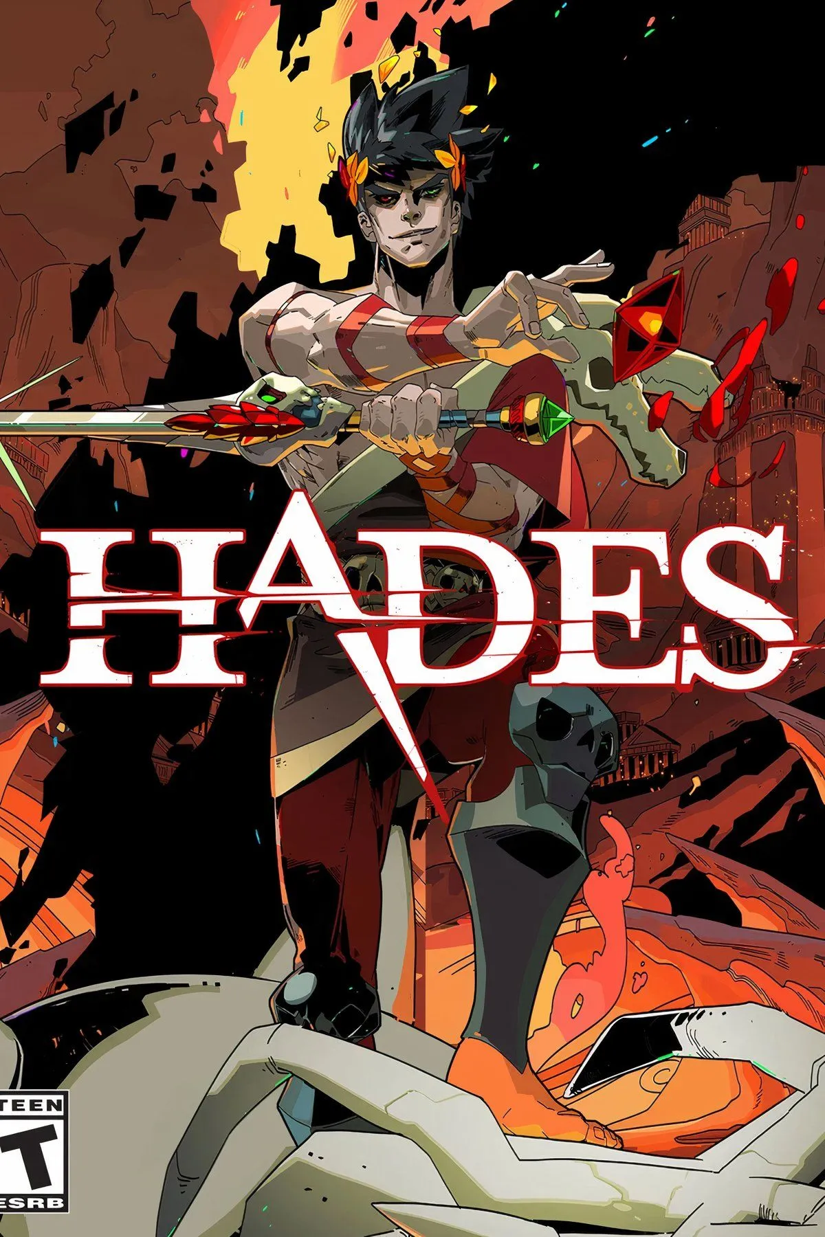 Hình ảnh gameplay của Hades, cho thấy nhân vật Zagreus chiến đấu với kẻ thù trong Underworld với đồ họa phong cách truyện tranh.