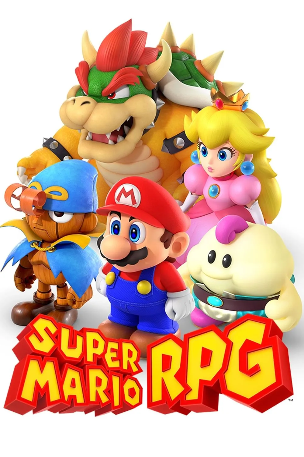 Hình ảnh gameplay Super Mario RPG trên Nintendo Switch, với Mario, Bowser và Princess Peach trong trận chiến theo lượt