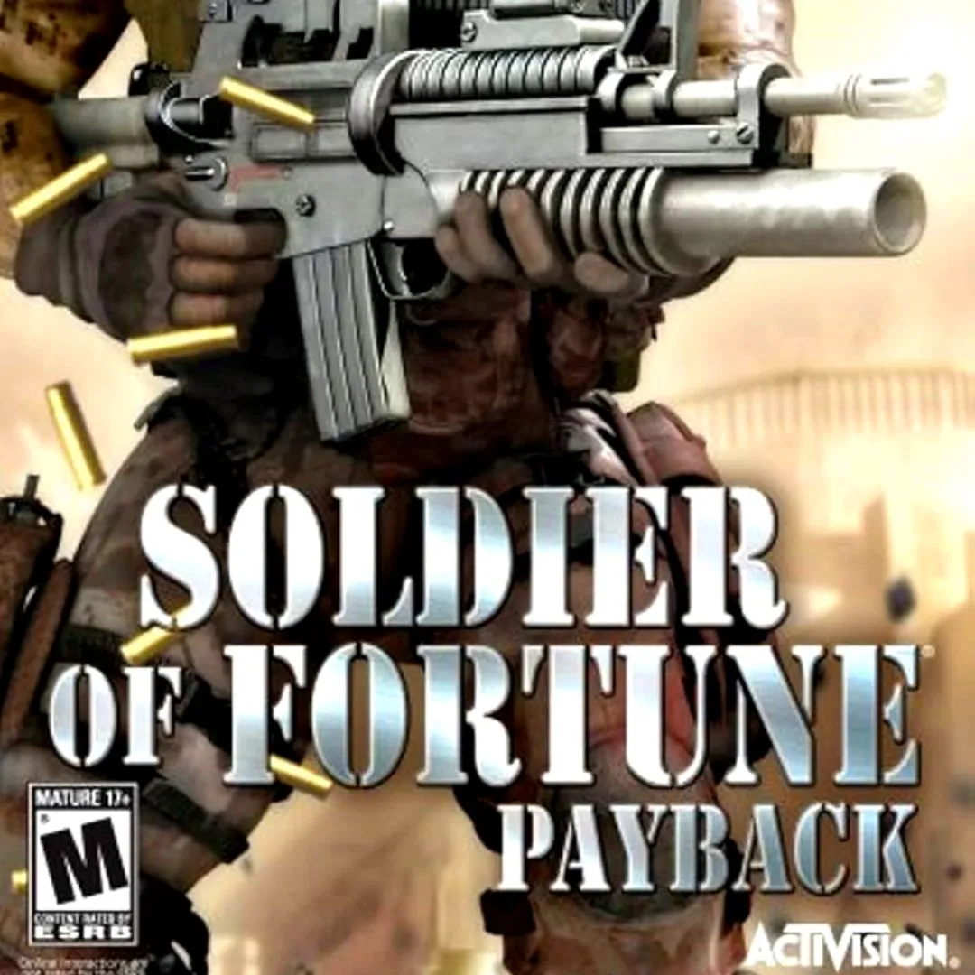 Hình ảnh giới thiệu game Soldier of Fortune: Payback với một người lính trang bị đầy đủ đang tấn công