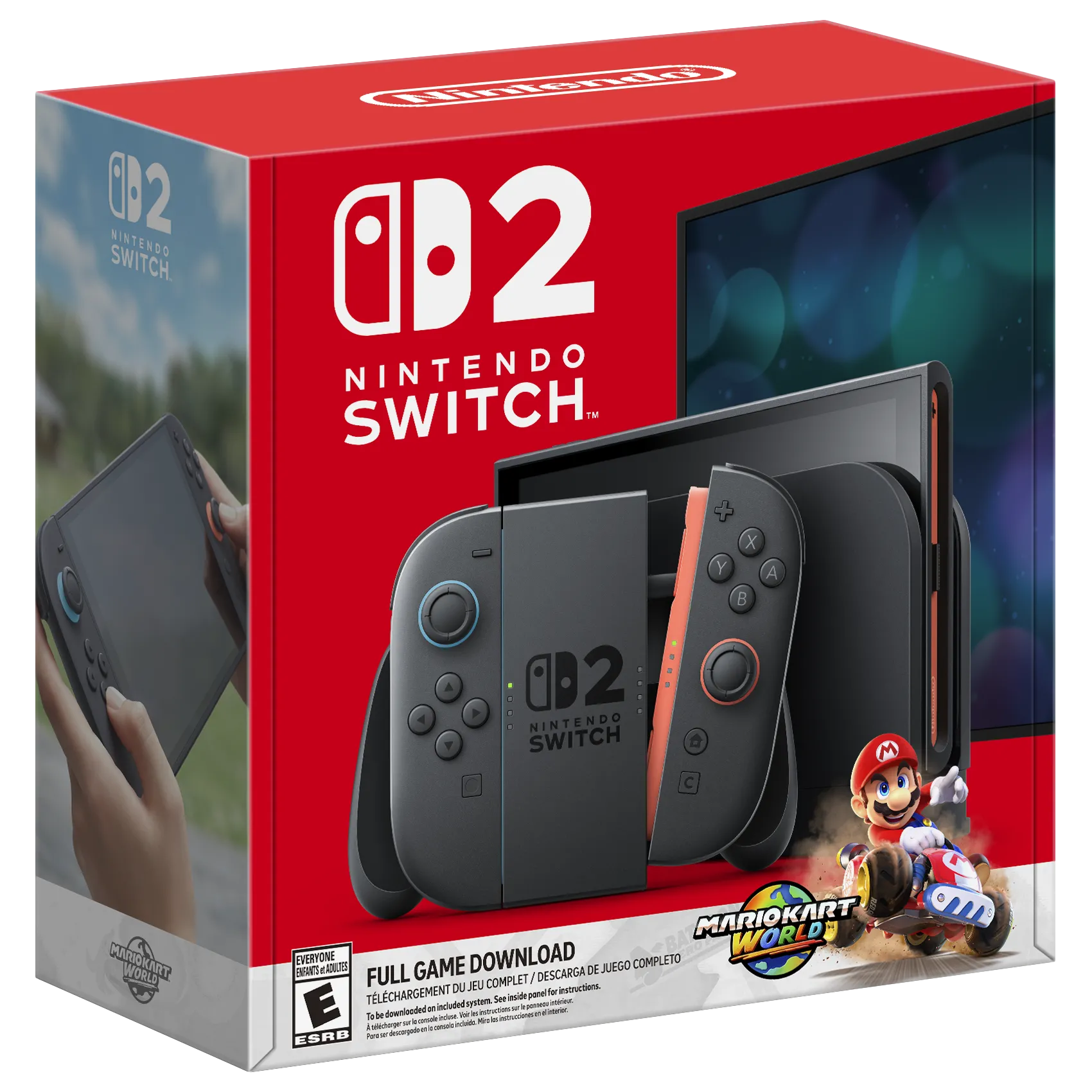 Hình ảnh hộp bundle Nintendo Switch 2 kèm game Mario Kart World, minh họa gói sản phẩm.