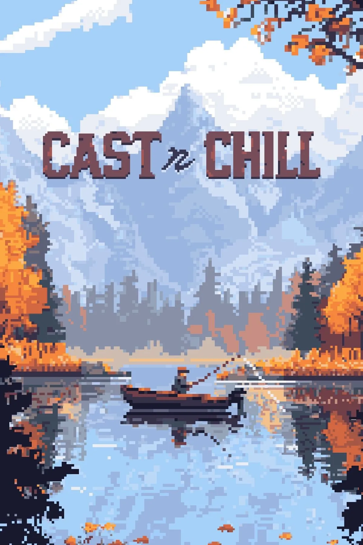 Hình ảnh hộp game Cast n Chill với hình minh họa người câu cá và chú chó