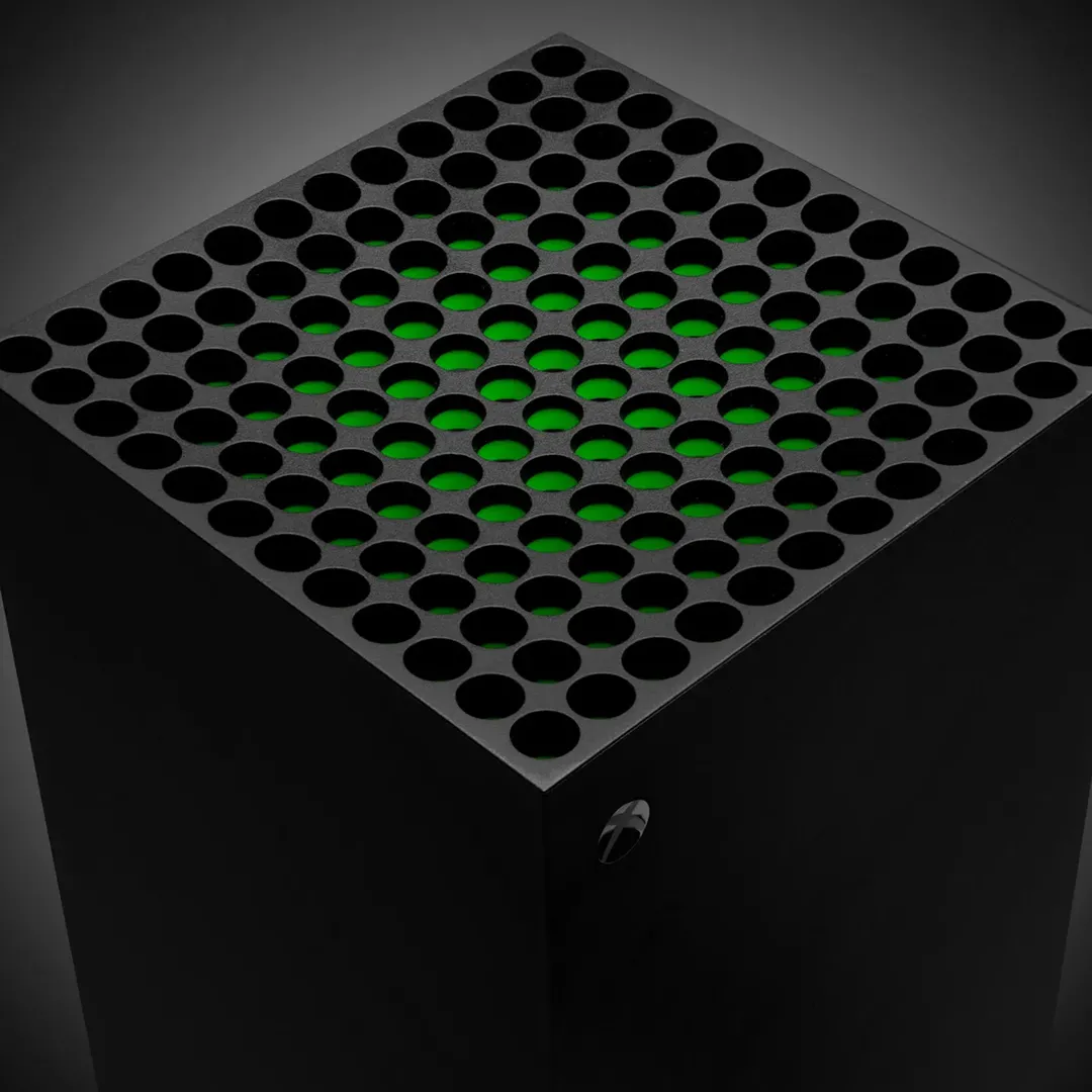 Hình ảnh máy chơi game Xbox Series X màu đen từ trên xuống