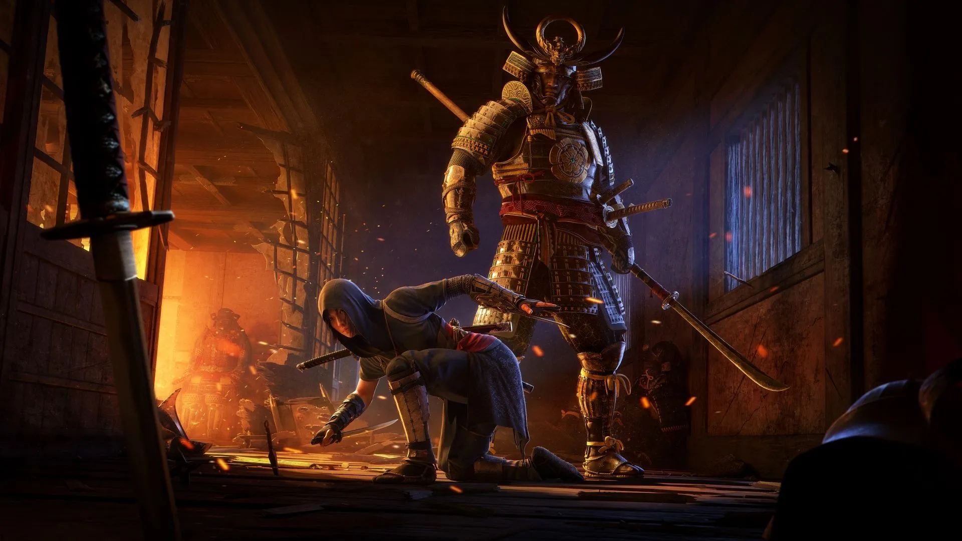 Hình ảnh Naoe và Yasuke, các nhân vật trong Assassin's Creed Shadows, gợi nhớ phong cách samurai và ninja đặc trưng.
