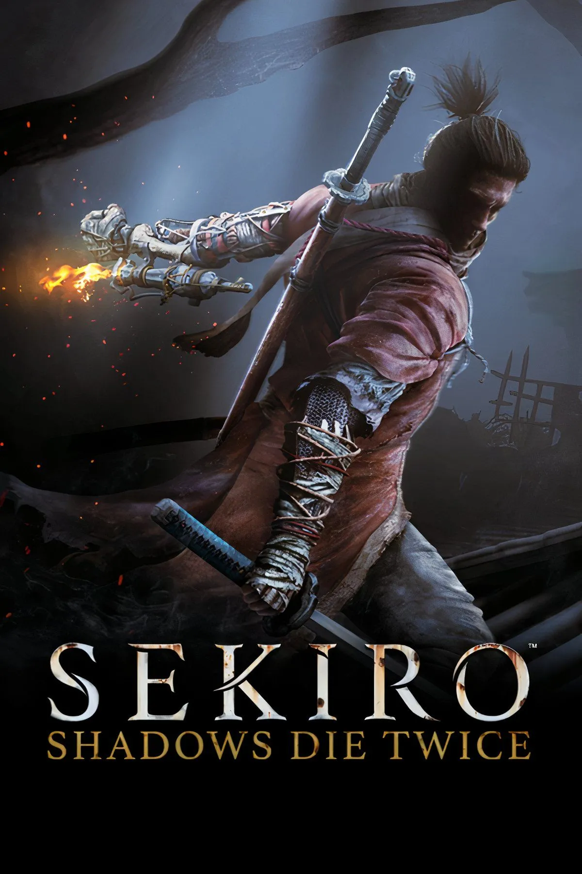 Hình ảnh nhân vật chính trong game Sekiro: Shadows Die Twice đang chiến đấu