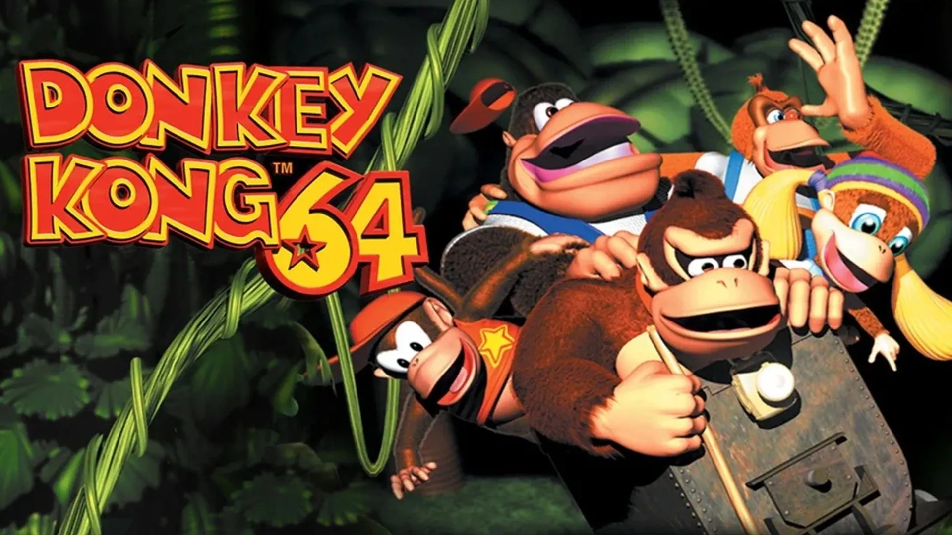 Hình ảnh quảng bá game Donkey Kong 64 thời điểm ra mắt trên Nintendo 64.
