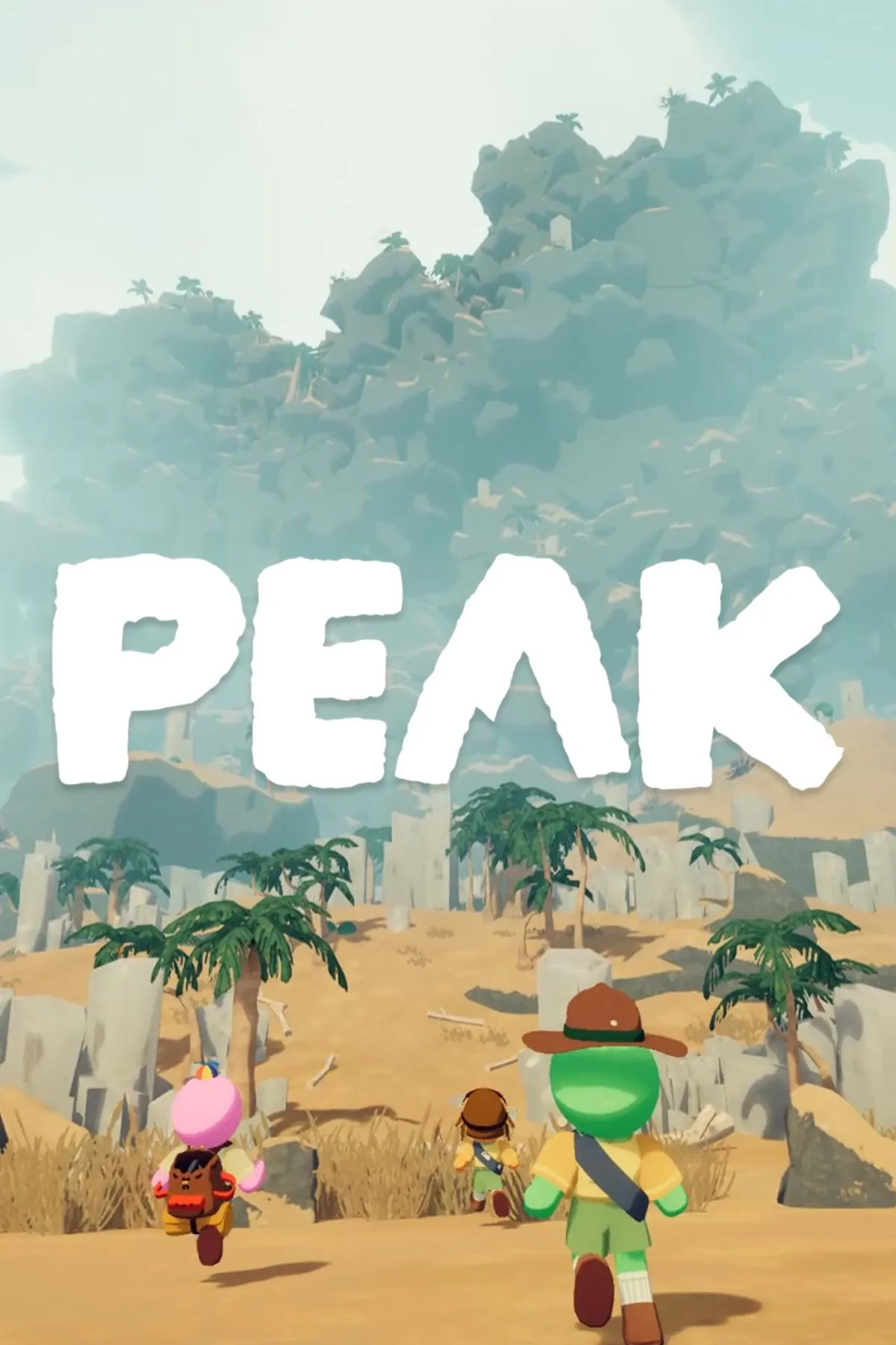Hình ảnh quảng bá game PEAK với phong cảnh núi non hùng vĩ và nhân vật đang leo núi