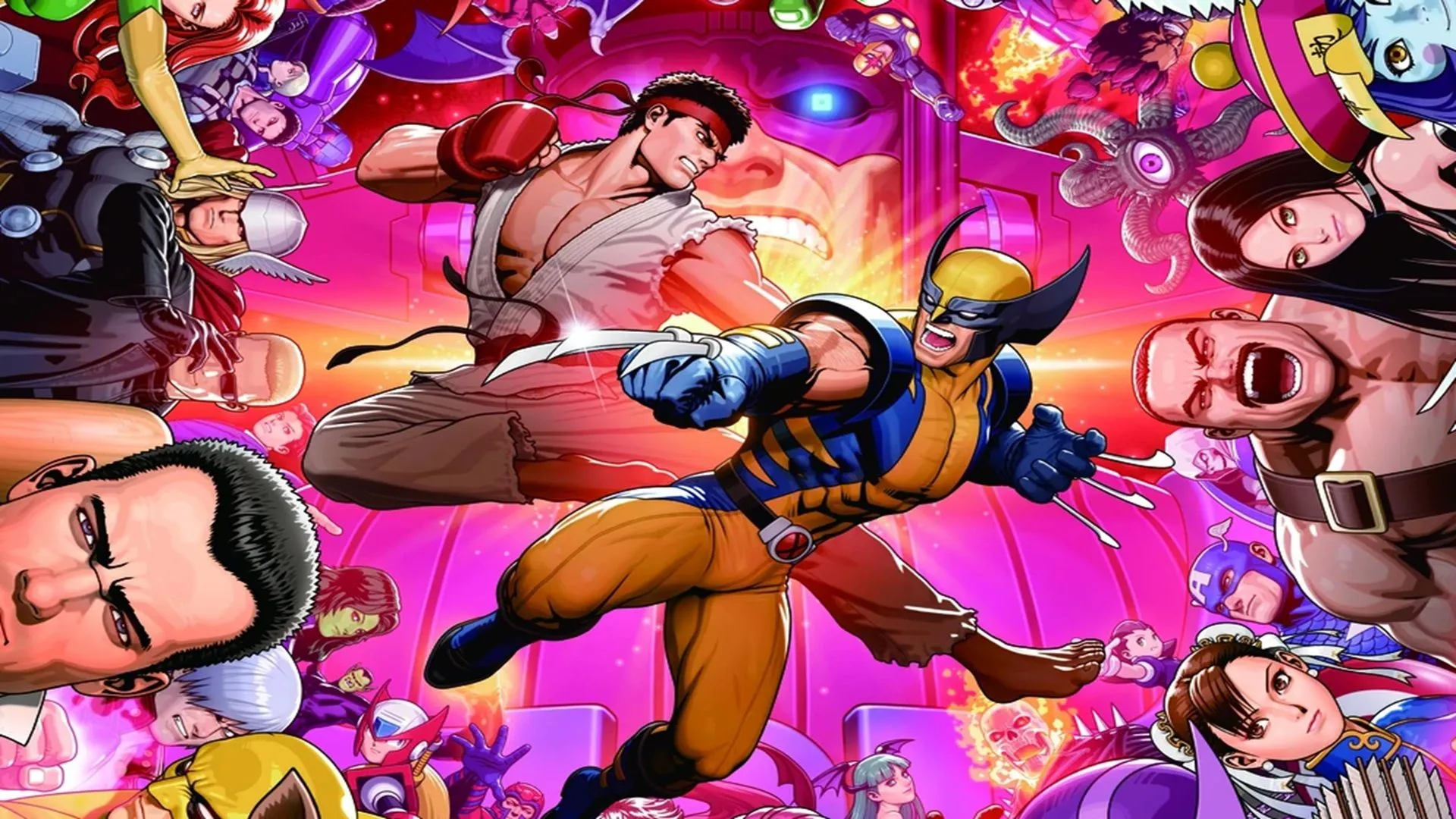Hình ảnh quảng bá Ultimate Marvel vs Capcom 3, thể hiện sự giao thoa các nhân vật trong game đối kháng