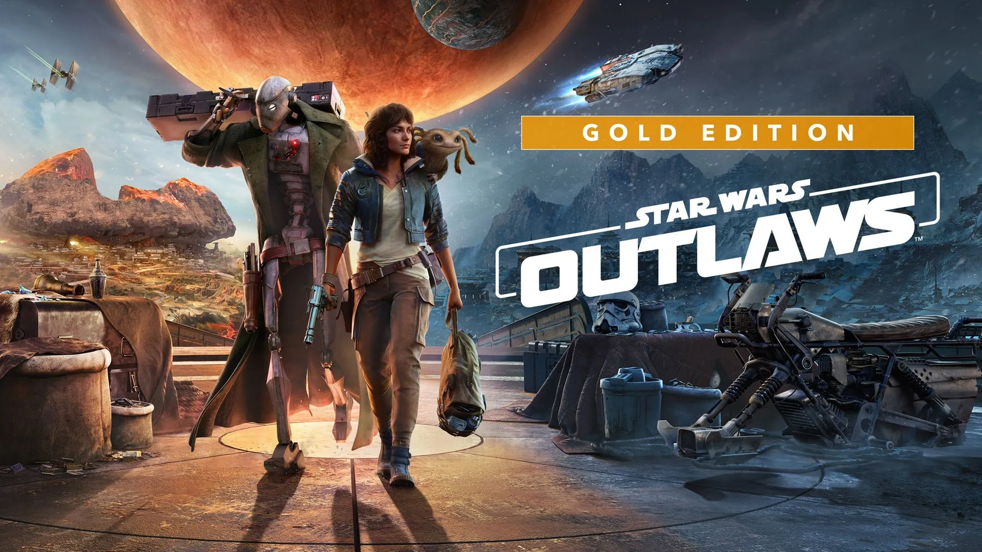 Hình ảnh quảng cáo phiên bản Gold Edition của Star Wars Outlaws, thể hiện chiến lược bán nội dung bổ sung
