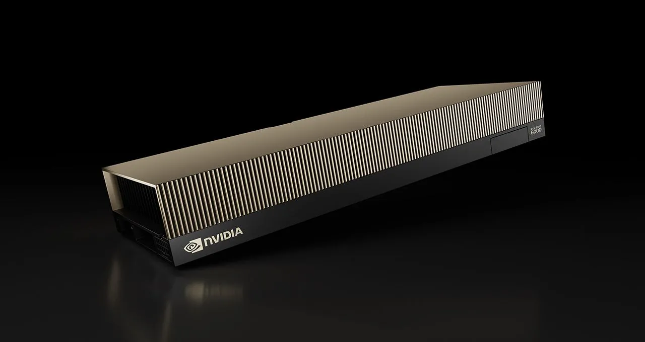Hình ảnh render của GPU Nvidia RTX Pro 6000 Blackwell Server Edition, minh họa thiết kế mạnh mẽ