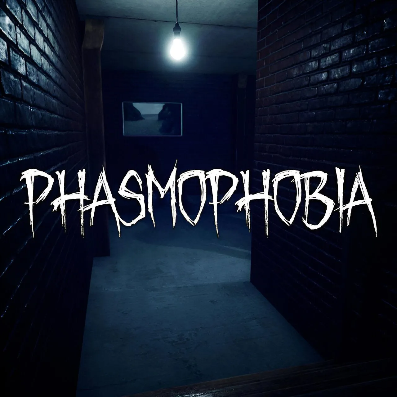 Hình ảnh sản phẩm của game Phasmophobia, hiển thị một chiếc đèn pin chiếu sáng trong bóng tối, gợi không khí kinh dị.