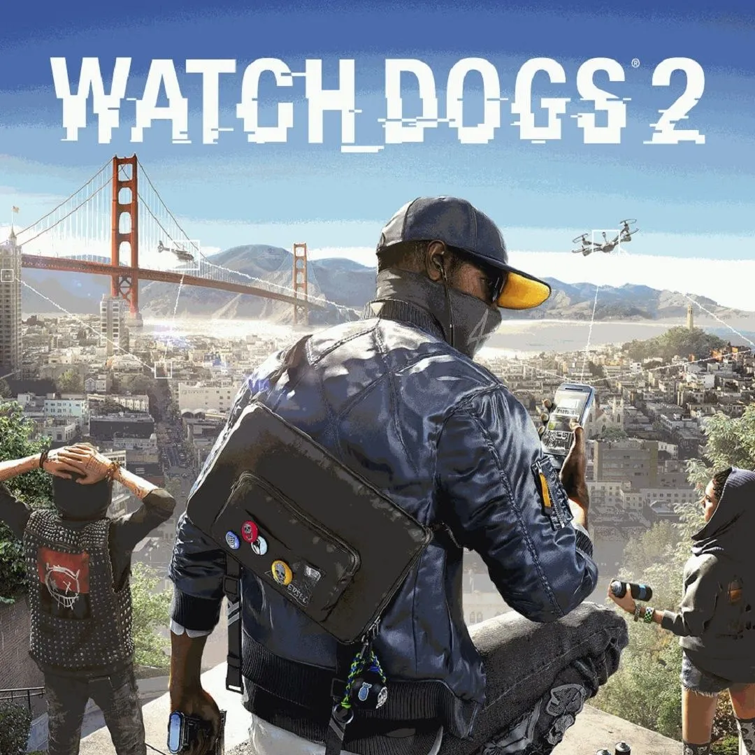 Hình ảnh sản phẩm game Watch Dogs 2 với nhân vật chính Marcus Holloway và bối cảnh thành phố San Francisco