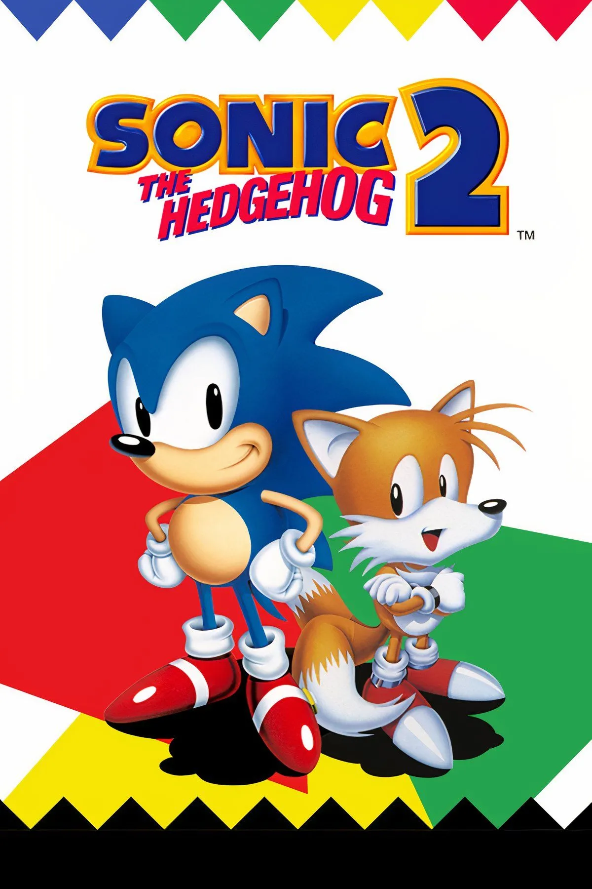 Hình ảnh Sonic và Tails đang chạy tốc độ cao qua màn hình, thể hiện lối chơi platformer đặc trưng của Sonic the Hedgehog 2 trên Sega Genesis