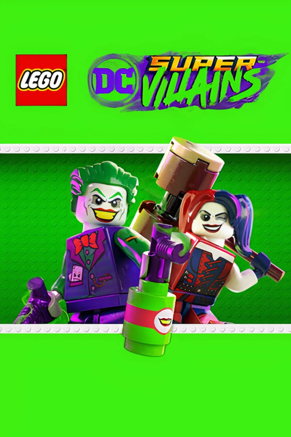 Hình ảnh tổng hợp nhiều nhân vật phản diện DC Comics trong phong cách LEGO, thể hiện sự đa dạng và hài hước của game.