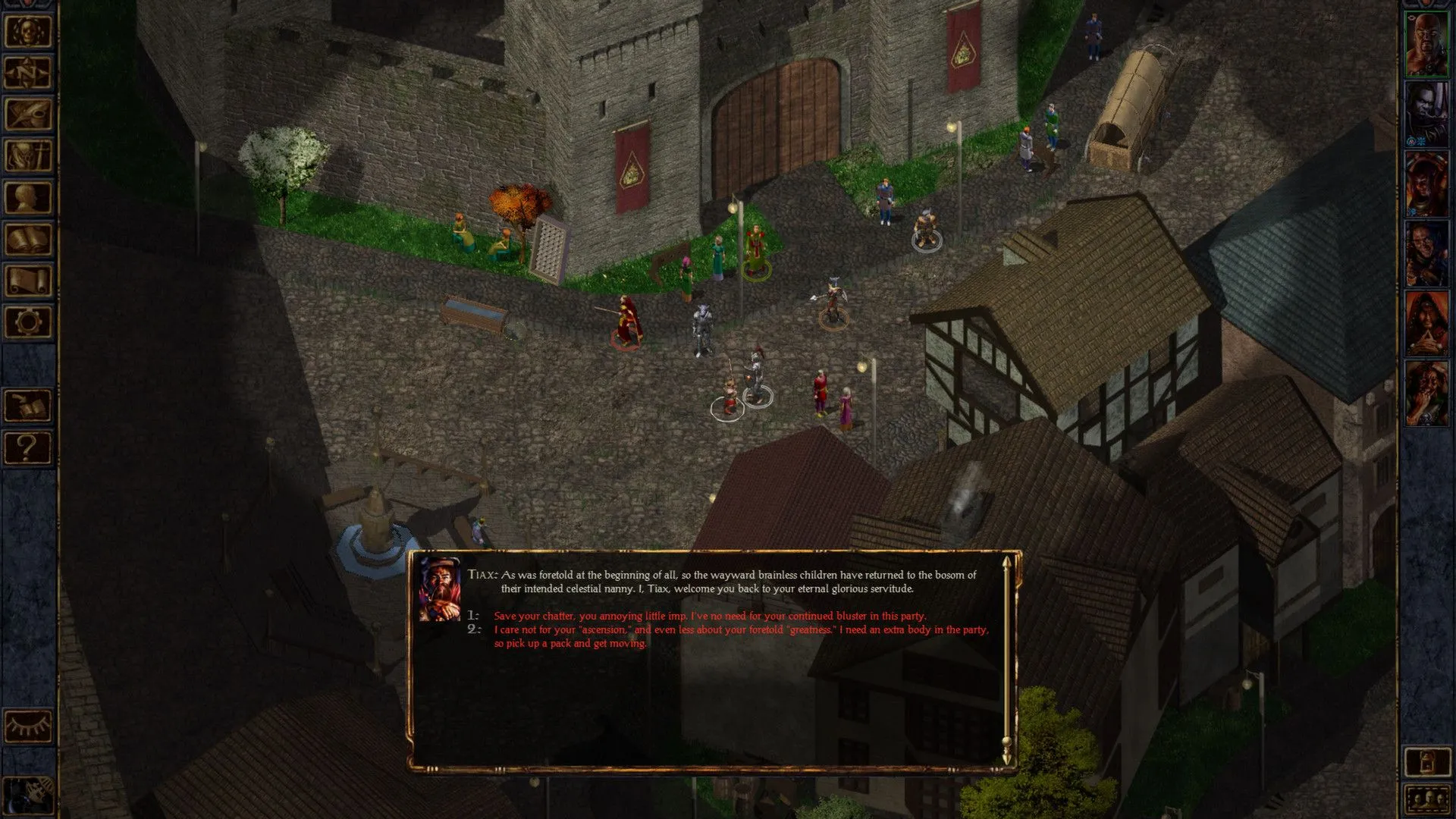 Hình ảnh trong game Baldur's Gate Enhanced Edition, hiển thị giao diện và các nhân vật