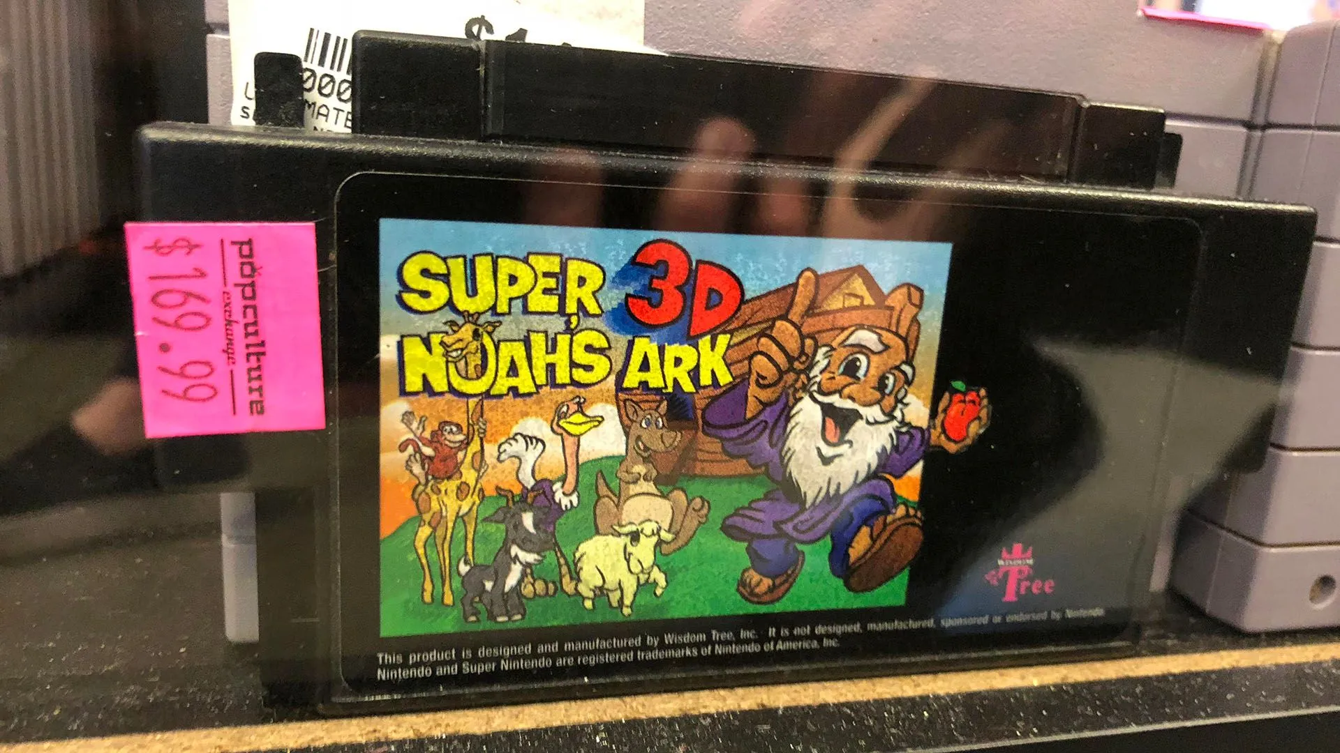 Hộp game Super Noah’s Ark 3D, tựa game SNES không có bản quyền thương mại duy nhất được phát hành, minh họa sự đa dạng của thư viện game SNES