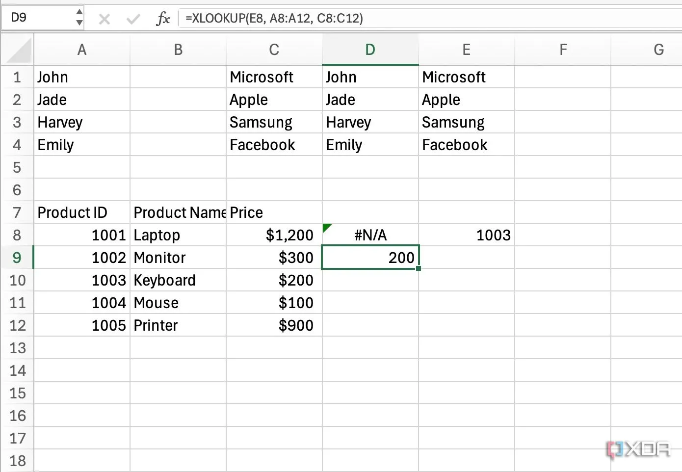 Hướng dẫn sử dụng hàm XLOOKUP trong Excel để tra cứu dữ liệu linh hoạt