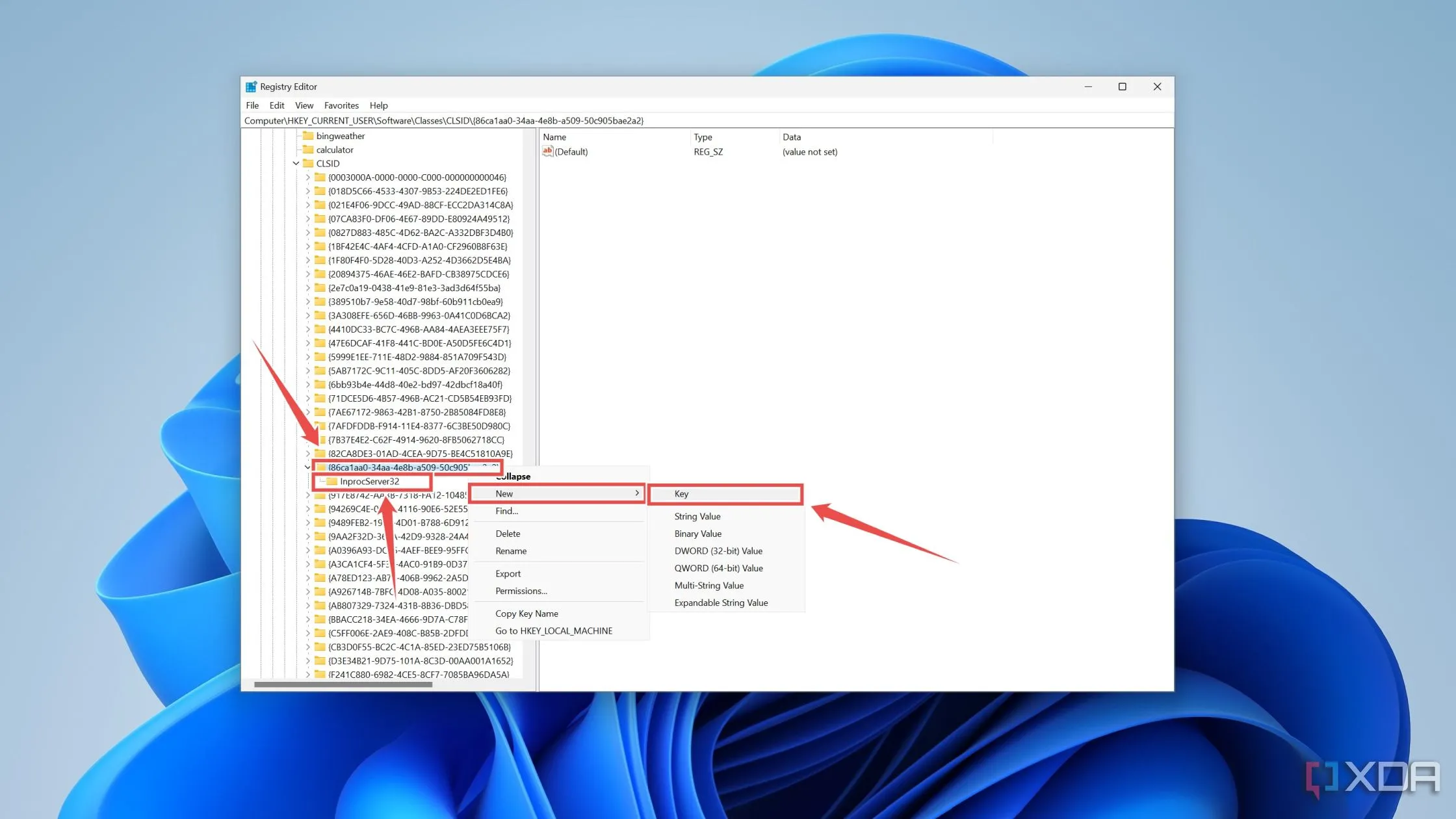 Hướng dẫn tạo khóa con InprocServer32 bên trong khóa {86ca1aa0-34aa-4e8b-a509-50c905bae2a2}