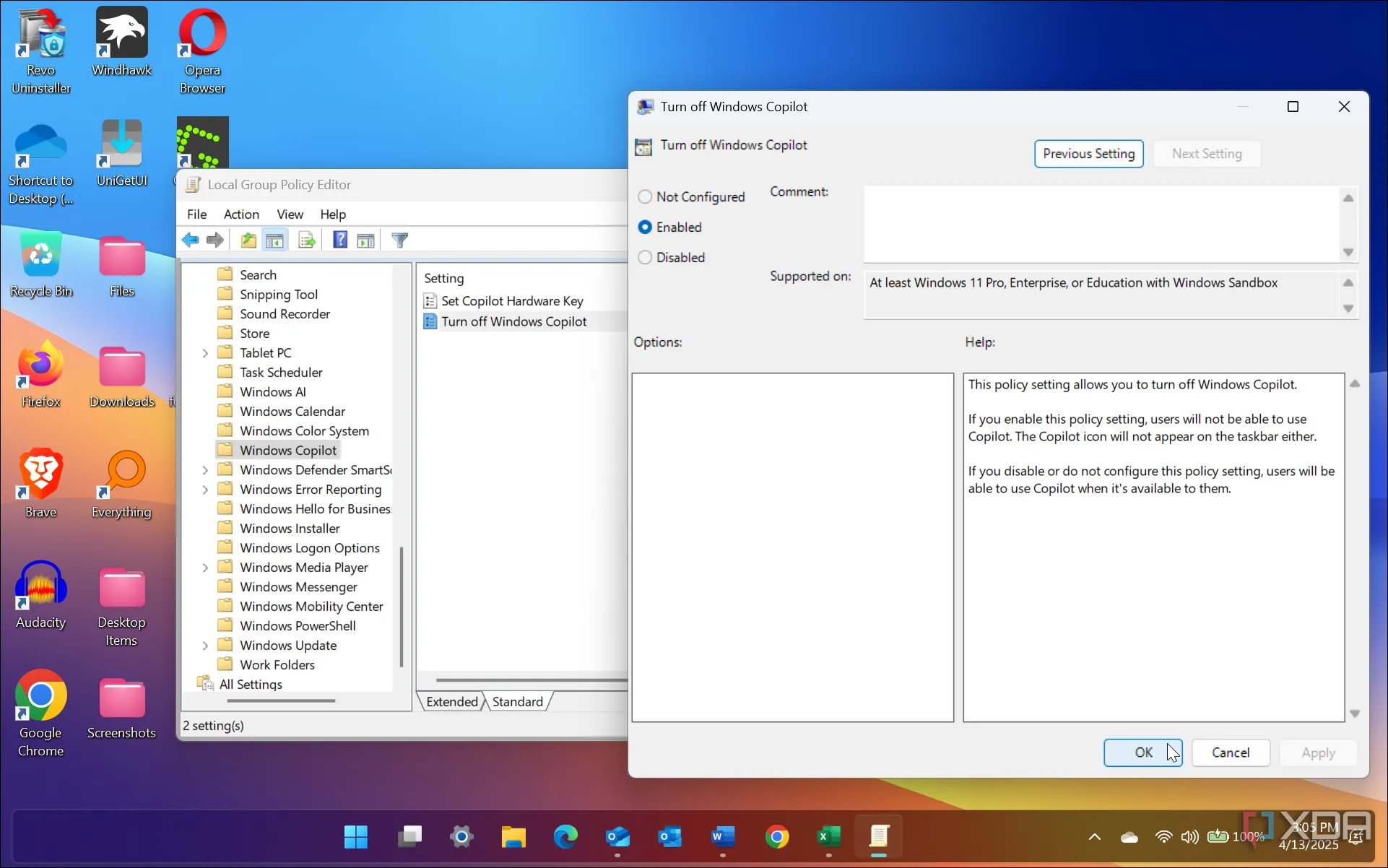 Hướng dẫn vô hiệu hóa Copilot trong Windows 11 Pro qua Group Policy Editor