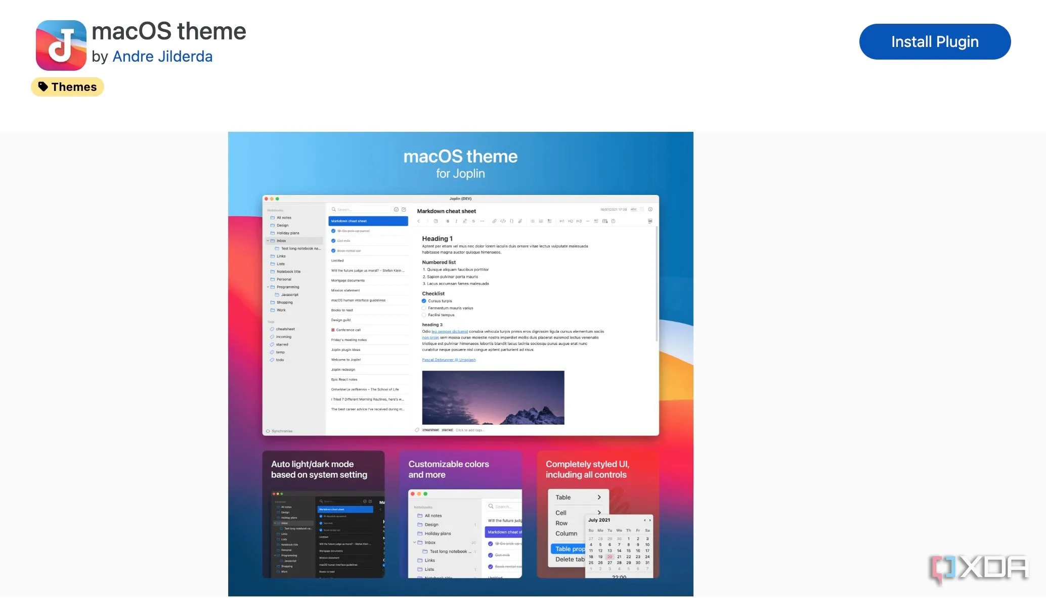 Joplin với giao diện được áp dụng chủ đề macOS, mang lại vẻ ngoài hiện đại và tinh tế.