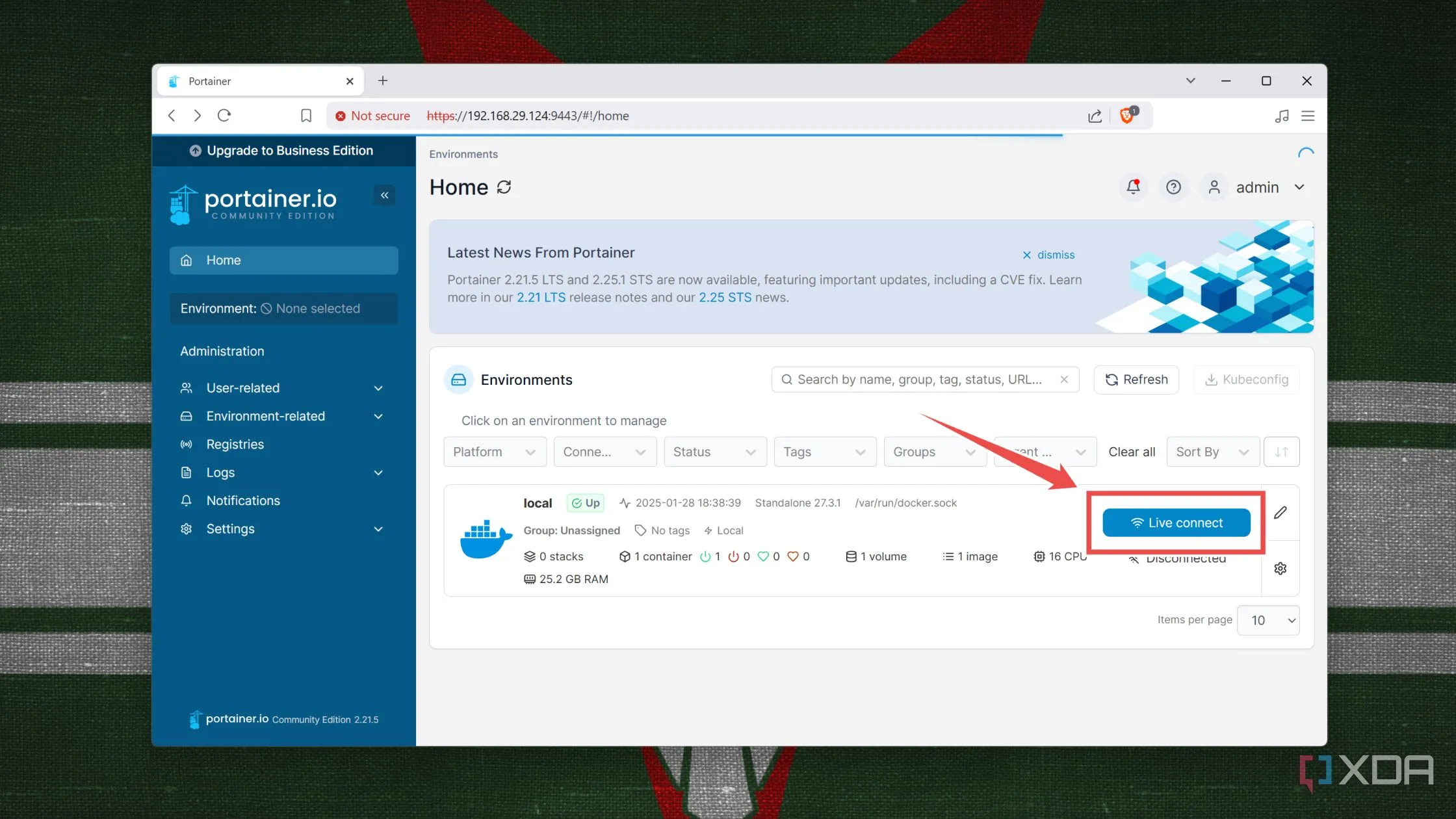 Kết nối với Docker node trong Portainer